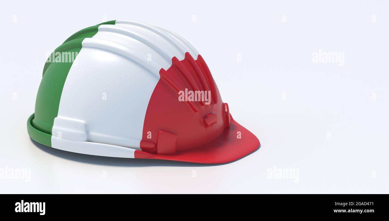 Hardhat Italian flag isolated on white color background. Construction