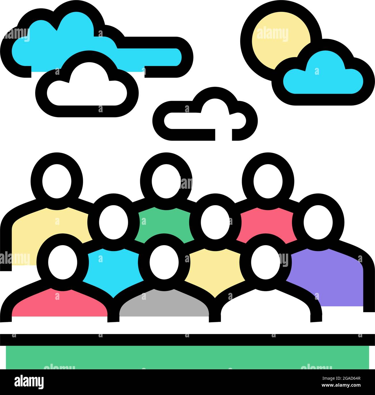 walking outdoor kindergarten color icon vector illustration Stock ...