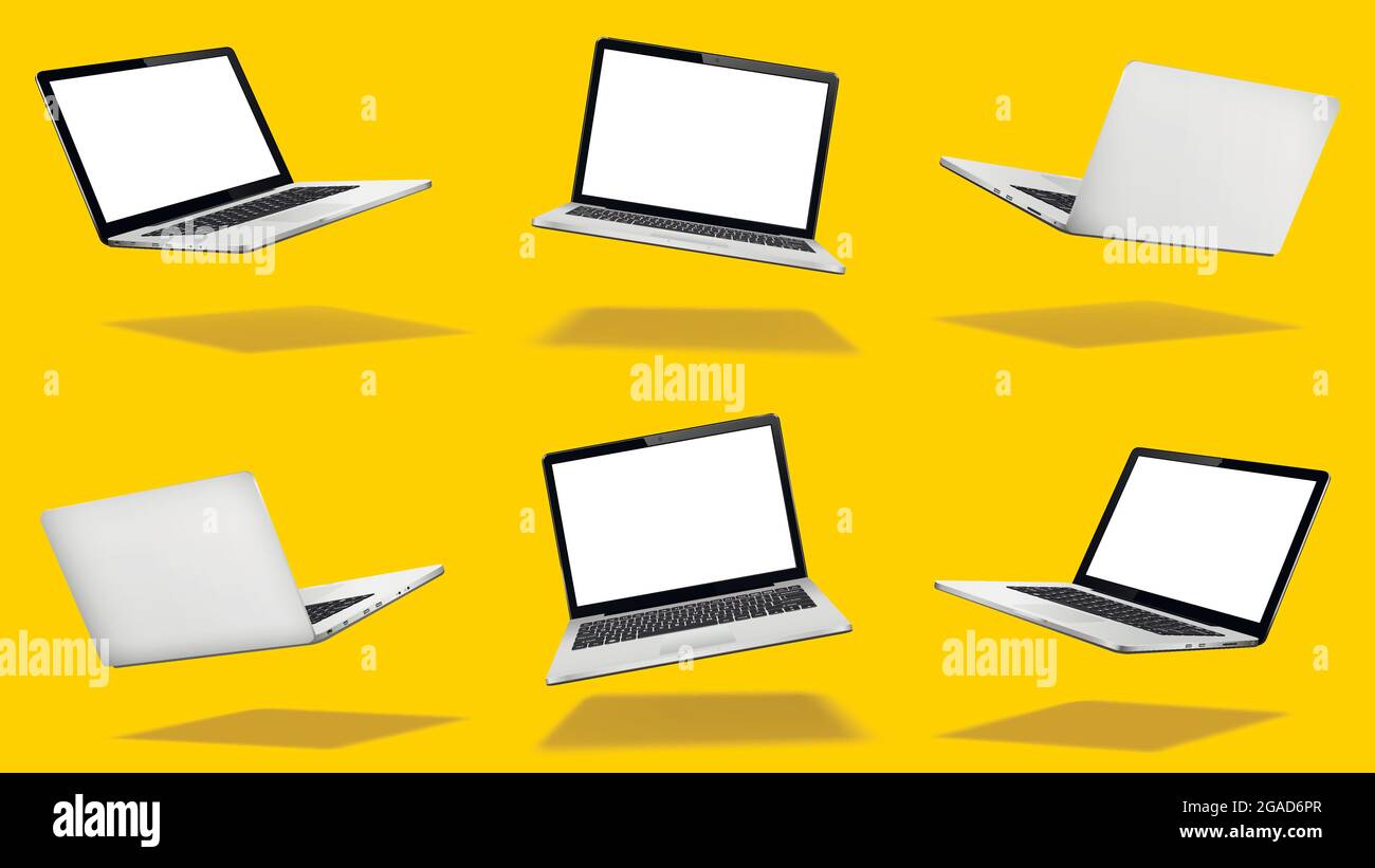 Half open laptop computer Stock Vector Images - Alamy