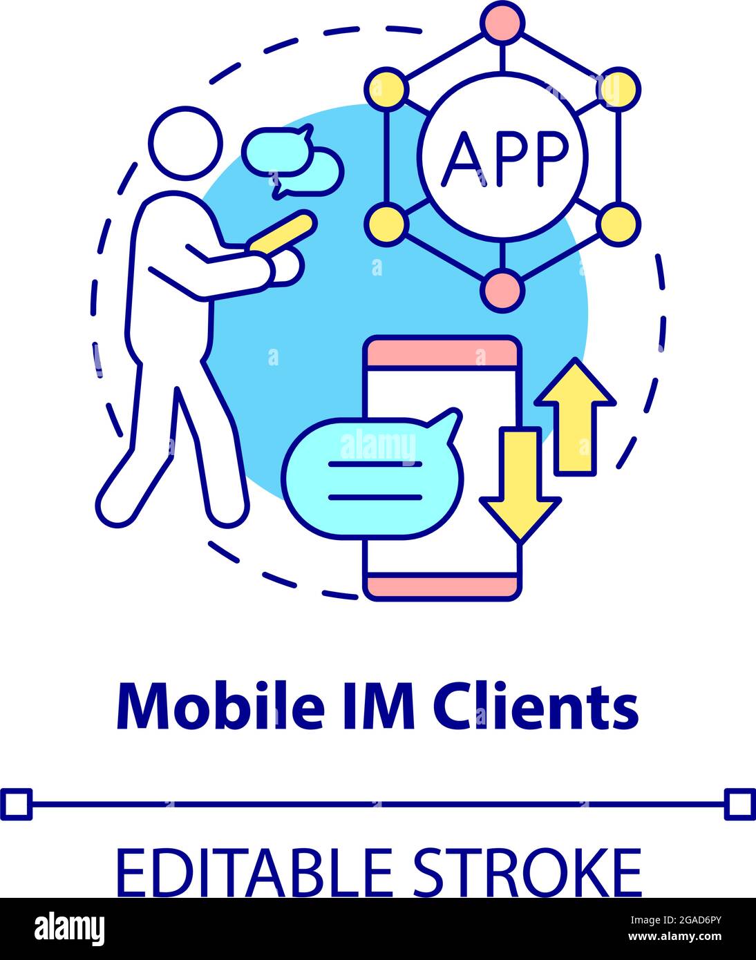 Mobile IM client concept icon. Smartphone app for texting and ...