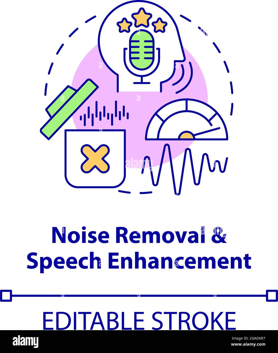 Noise removal concept icon. Speech enhancement. Record audio for