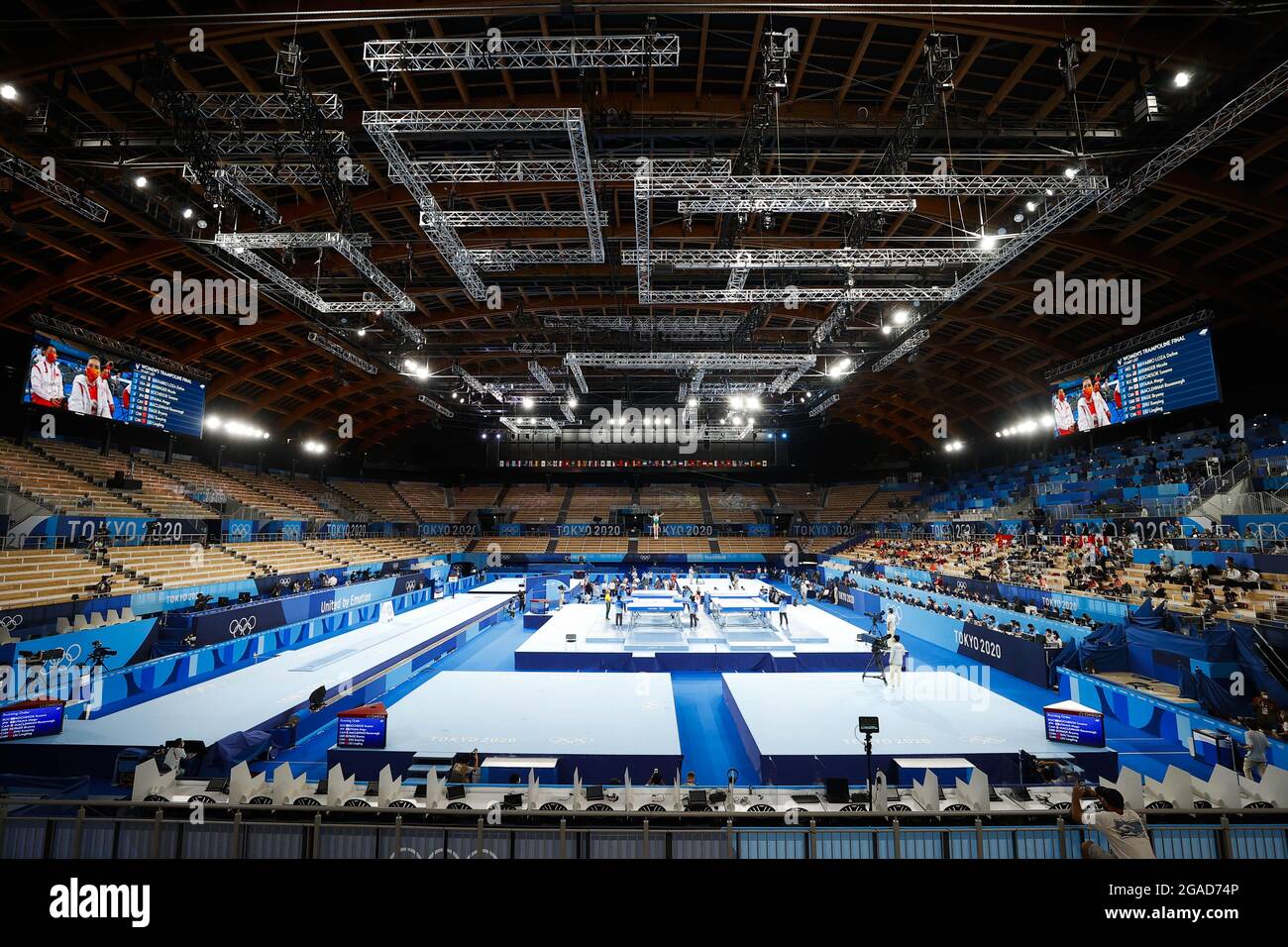 General view during the Olympic Games Tokyo 2020, Trampoline Gymnastics Women's Medal Ceremony on July 30, 2021 at Ariake Gymnastics Centre in Tokyo, Japan - Photo Photo Kishimoto / DPPI Stock Photo