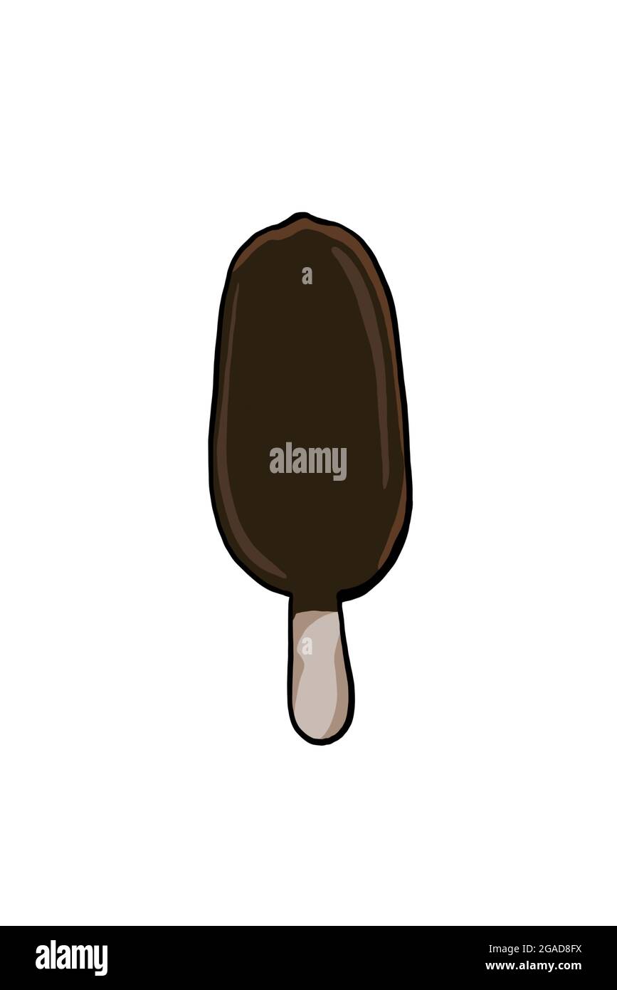 Drawing of Chocolate ice cream bar on a stick Stock Photo Alamy
