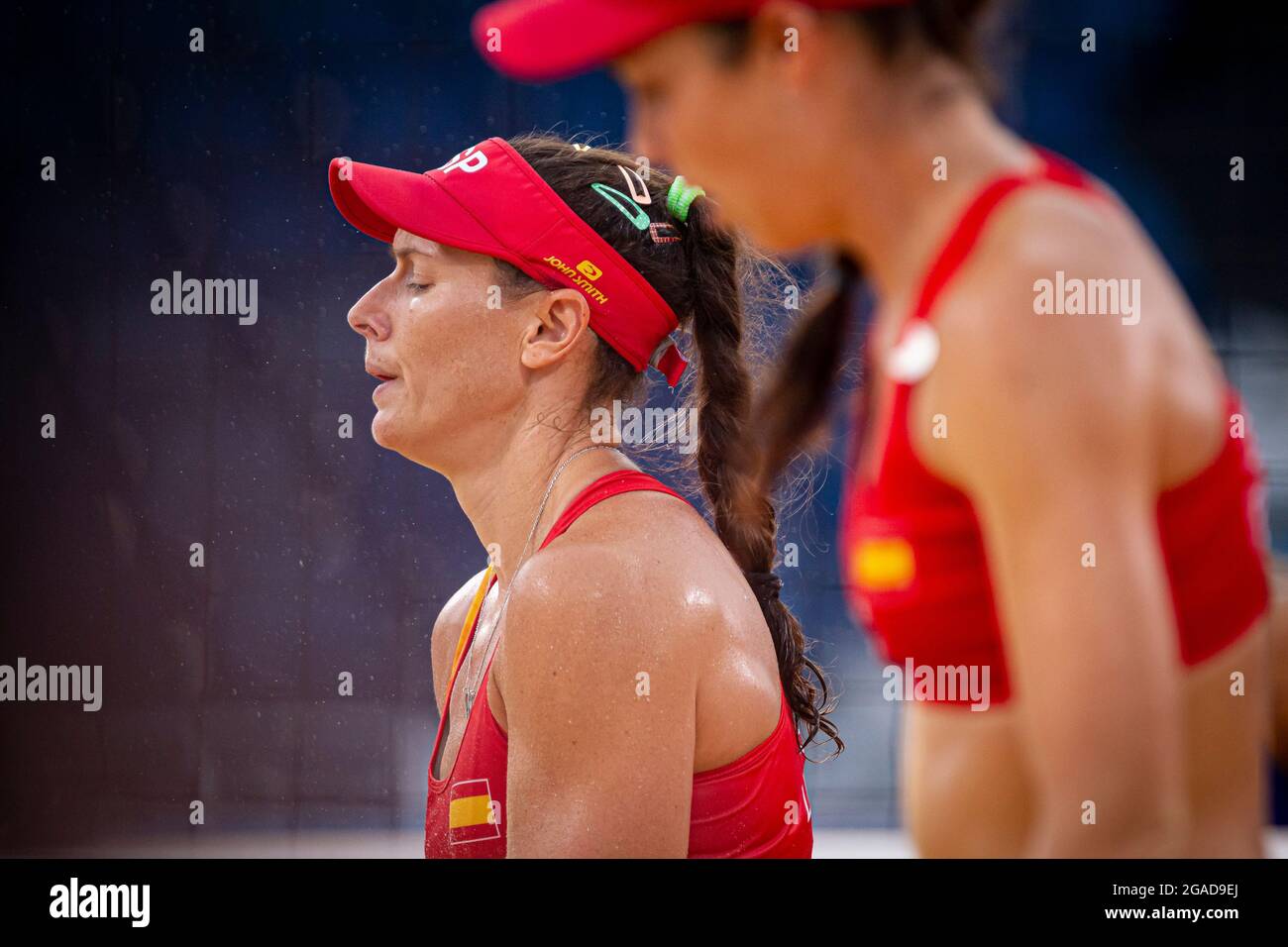 Tokyo, Japan. 30th July, 2021. Olympic Games: Beach Voley Liliana/Elisa from Spain against Xue/Wang X.X. from China. Credit: ABEL F. ROS/Alamy Live News Stock Photo