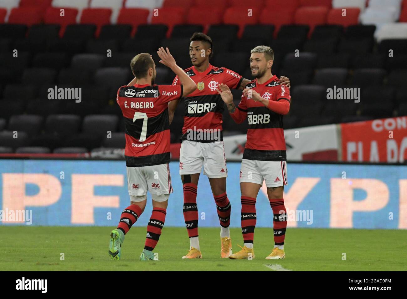 Rio De Janeiro Brazil 29th July 2021 Rio De Janeiro Rj 29 07 2021 Flamengo X Abc Arrascaeta Celebrates Goal During Flamengo X Abc Held At Maracana Stadium For The First Leg