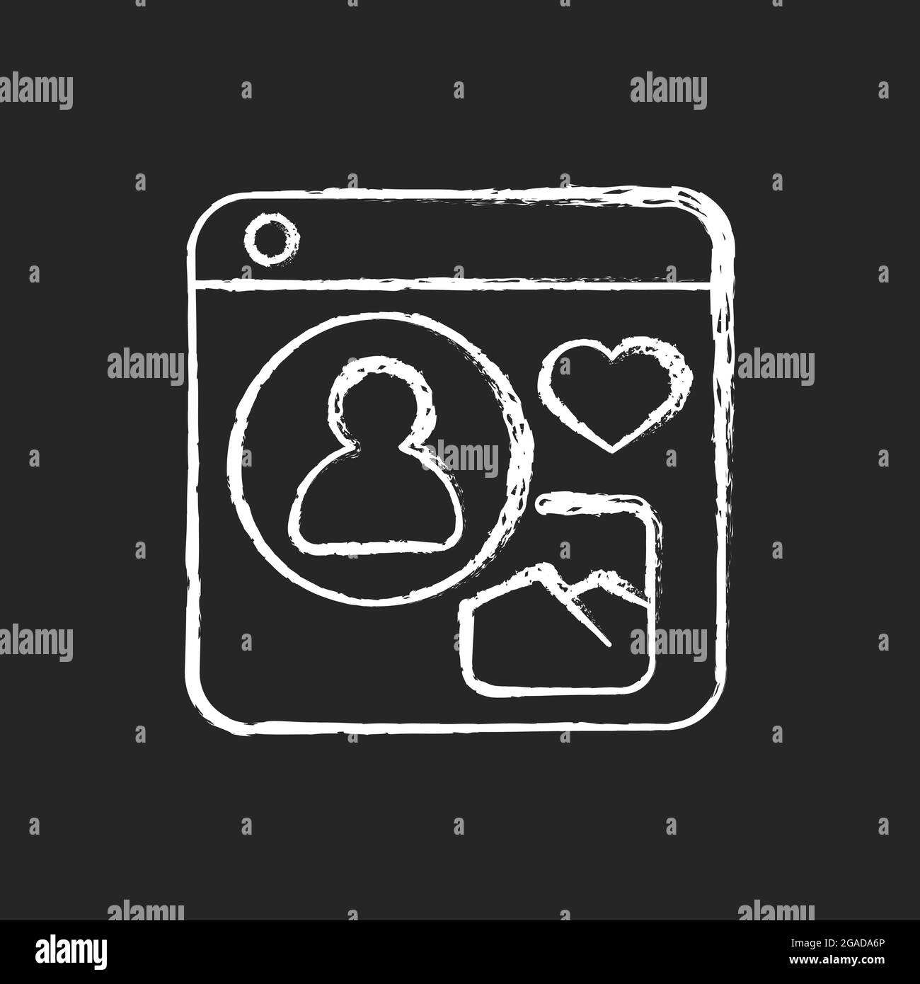 Social networks chalk white icon on dark background Stock Vector