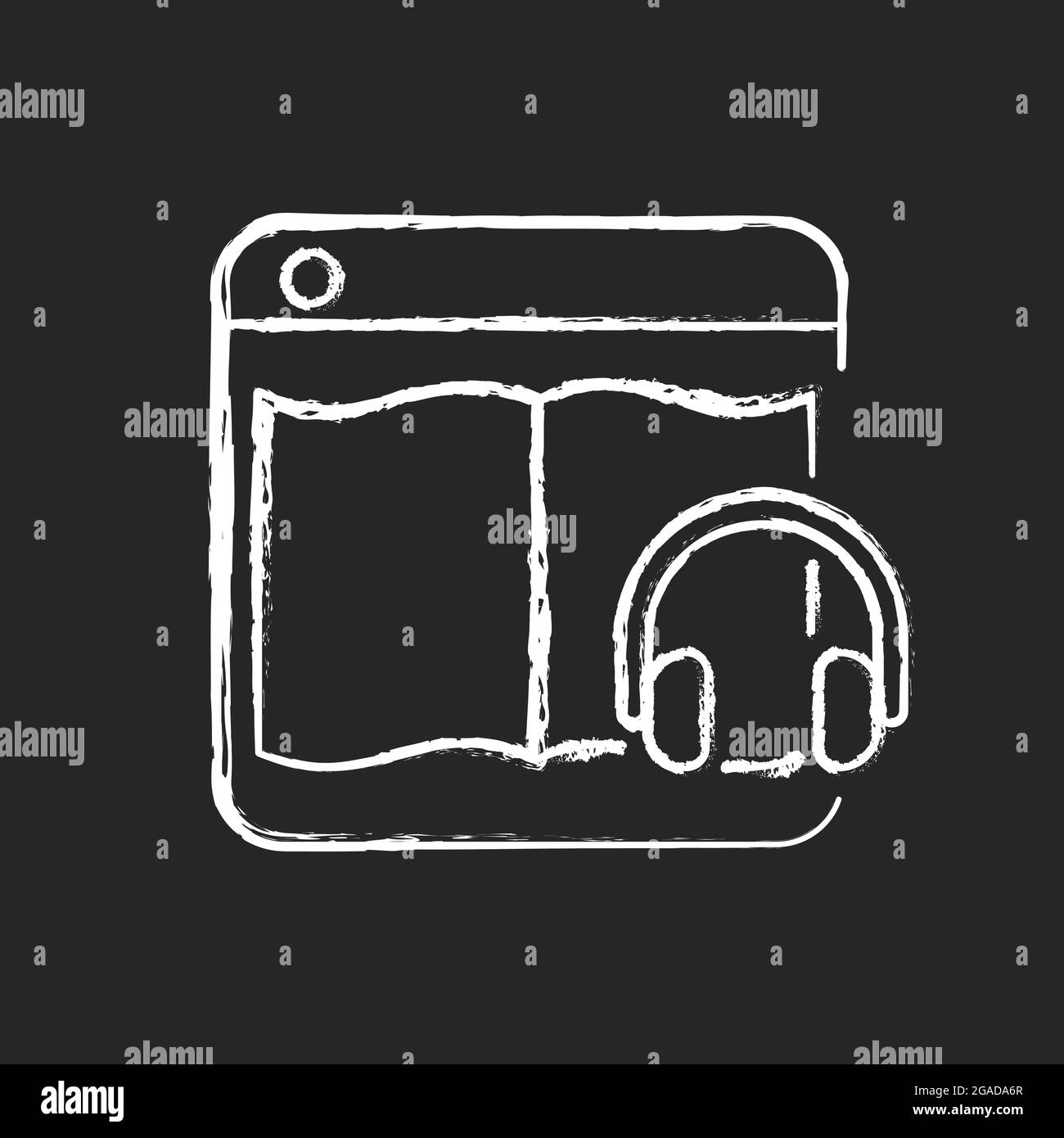 Audiobook online platforms chalk white icon on dark background Stock Vector
