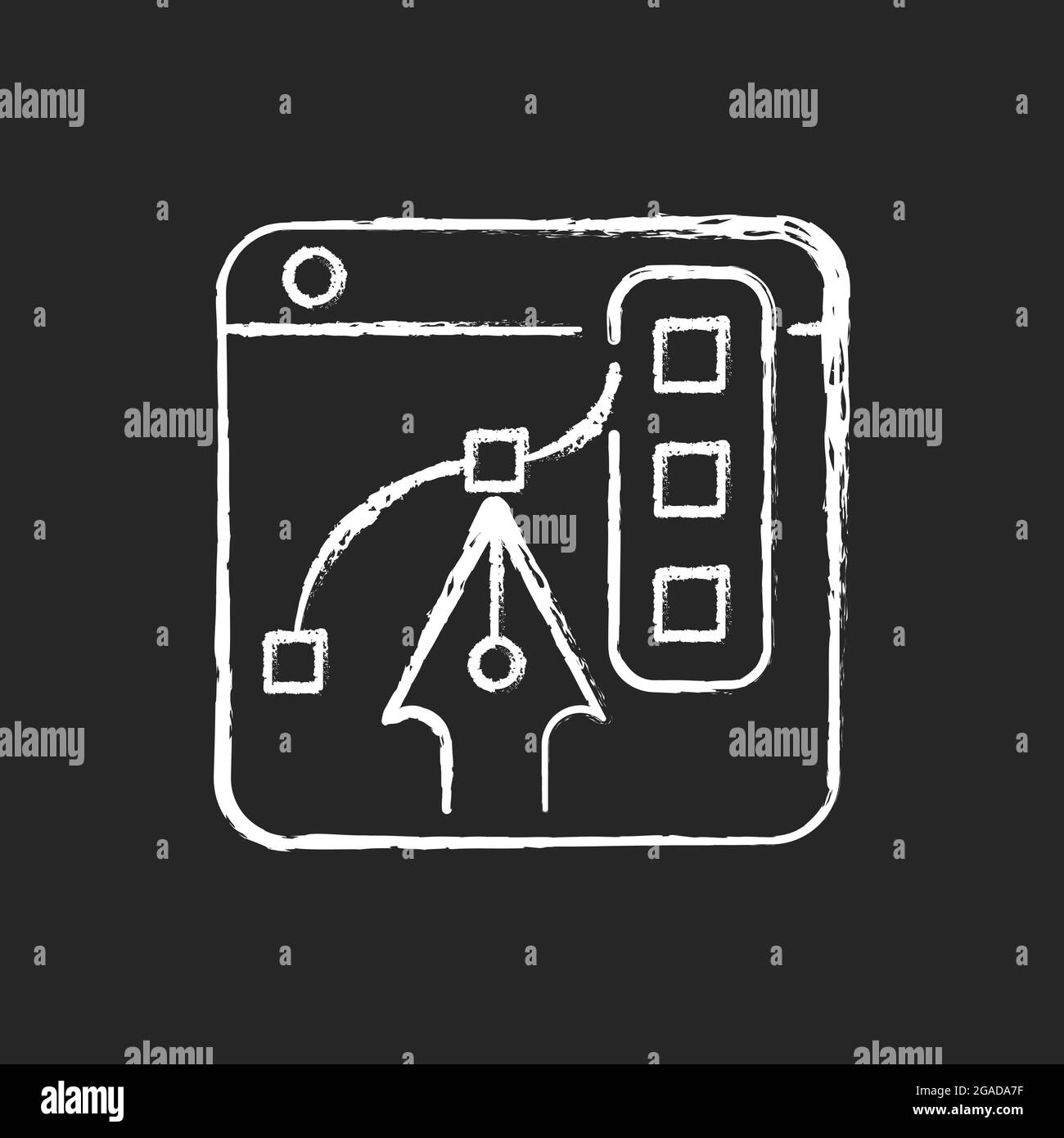 Graphic design platforms chalk white icon on dark background Stock ...