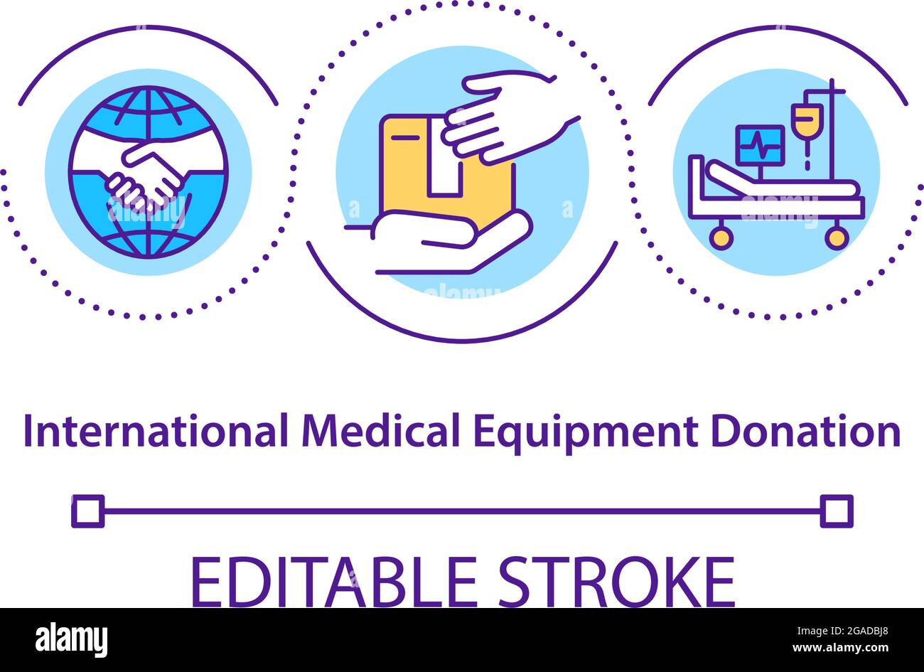 International medical equipment donation concept icon Stock Vector