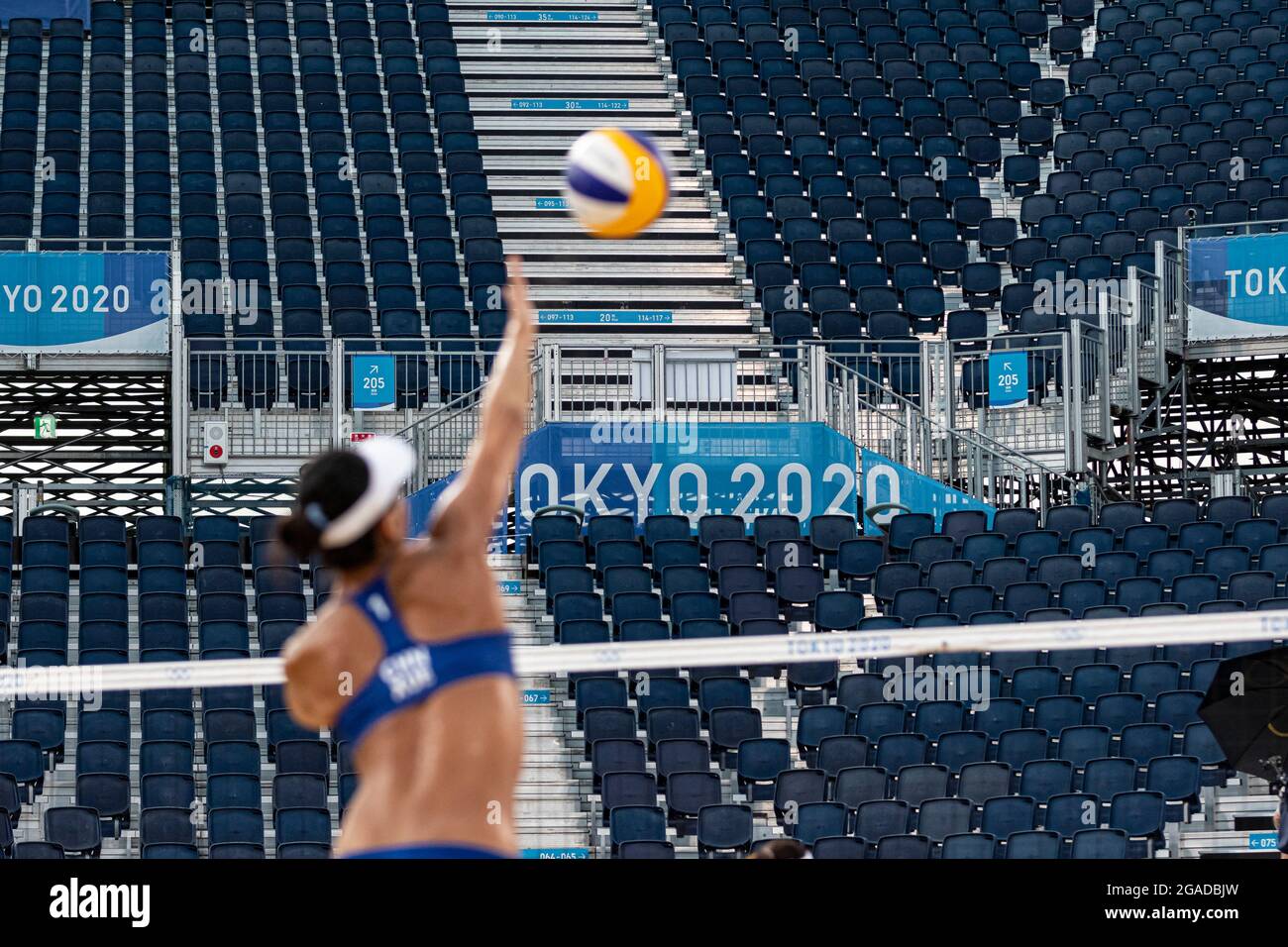 Tokyo, Japan. 30th July, 2021. Olympic Games: Beach Voley Liliana/Elisa from Spain against Xue/Wang X.X. from China. Credit: ABEL F. ROS/Alamy Live News Stock Photo