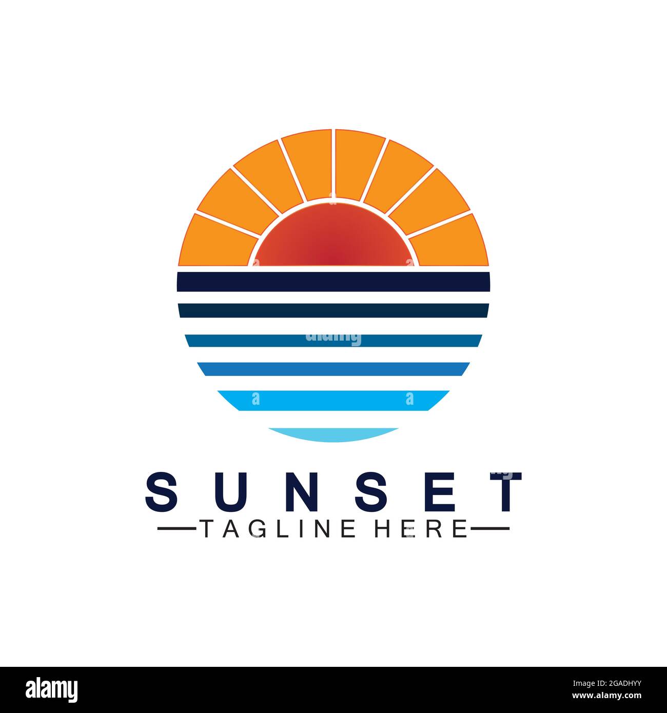 Sunset beach logo symbol vector illustration design template Stock ...