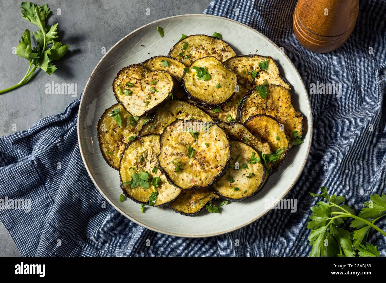 Healthy Organic Roasted Eggplant with Salt and Pepper Stock Photo Alamy