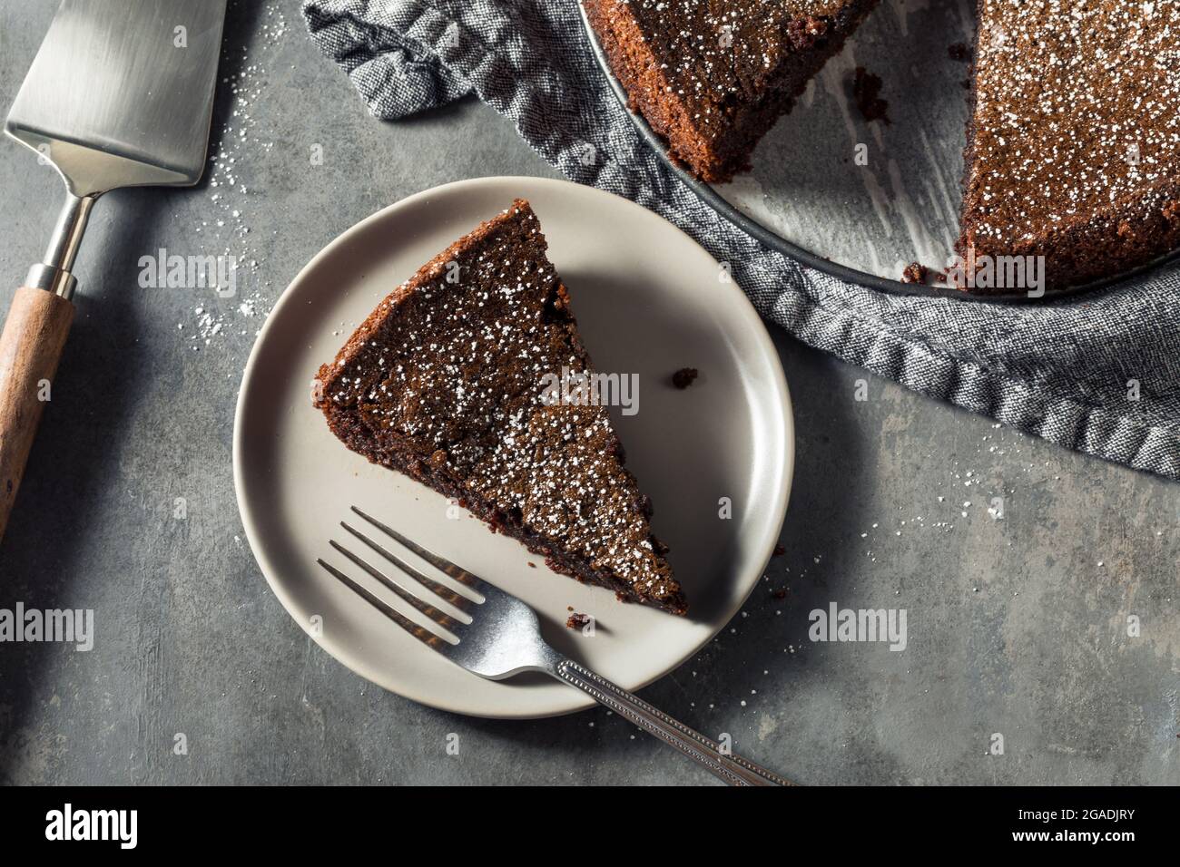 Sweet Dark Chocolate Olive Oil Cake with Powdered Sugar Stock Photo Alamy