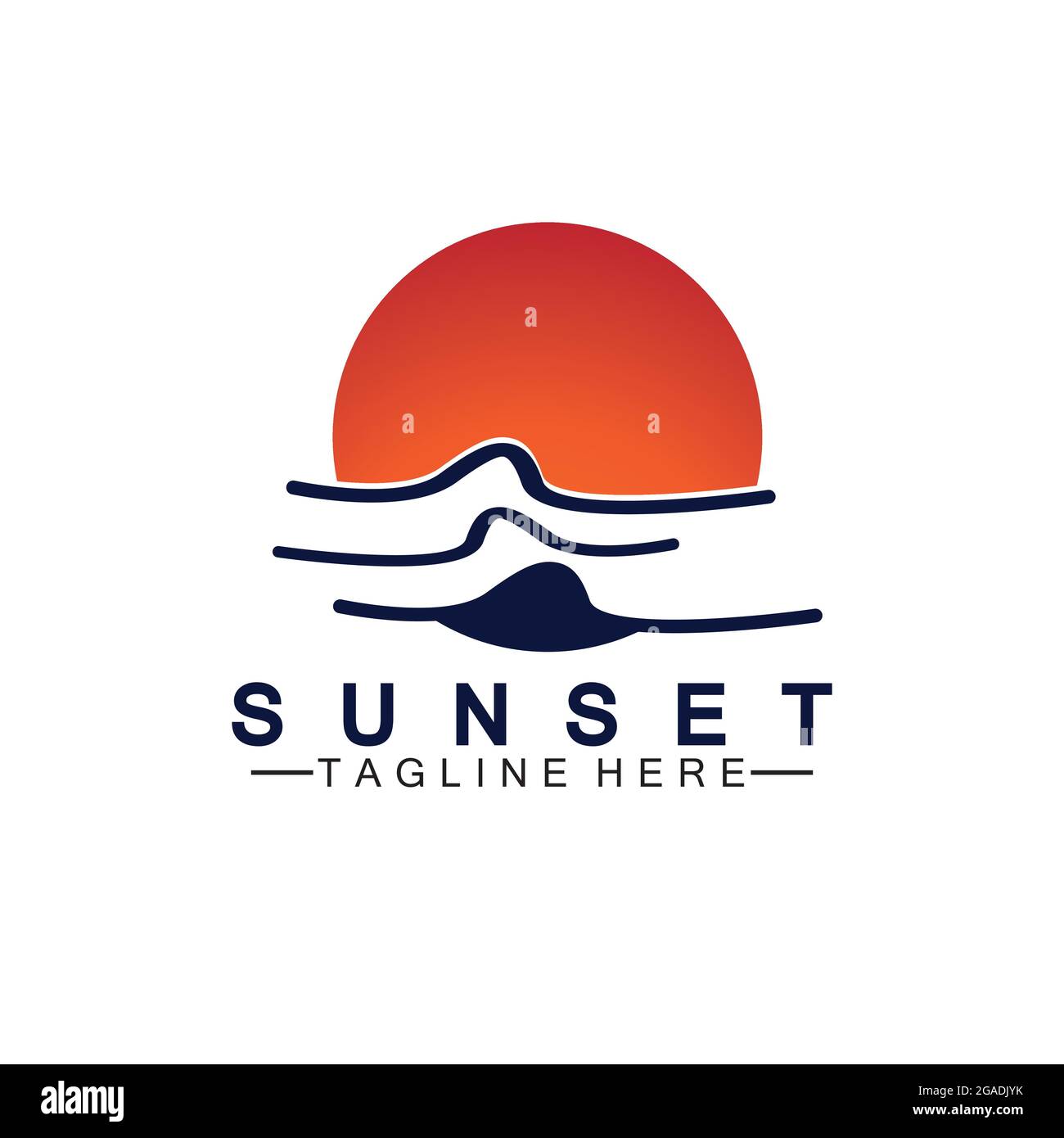Sunset beach logo symbol vector illustration design template Stock ...