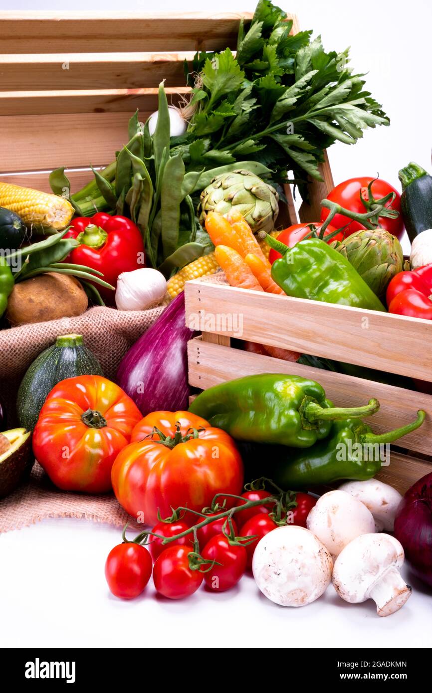 Different types of vegetables for a balanced diet Stock Photo