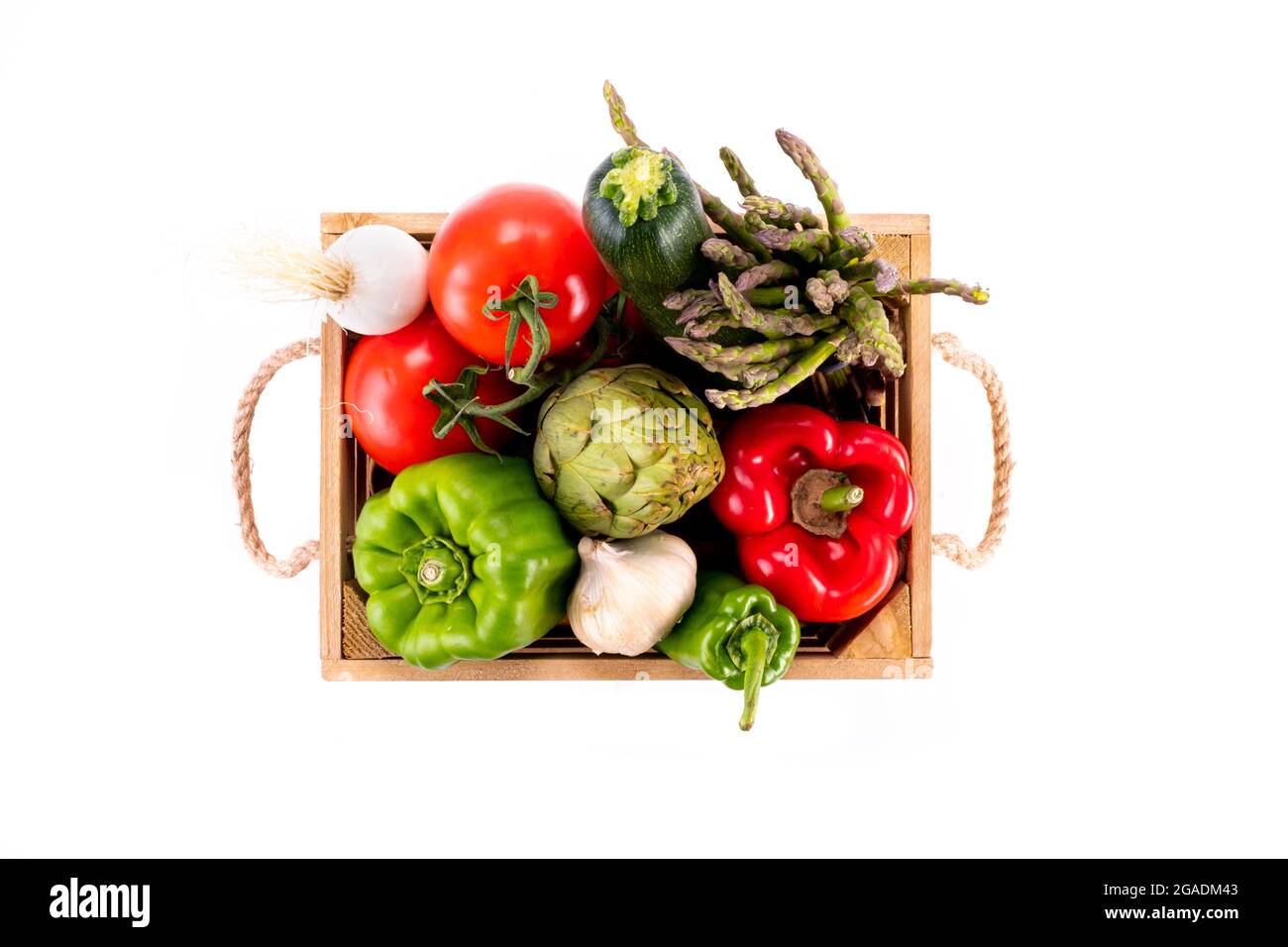 Box full of colorful fresh vegetables on white background Stock Photo ...