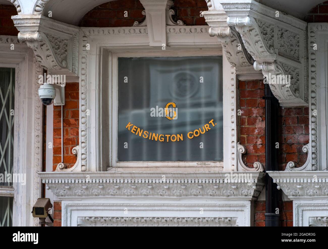 Window Detail, Kensington Court, London Stock Photo