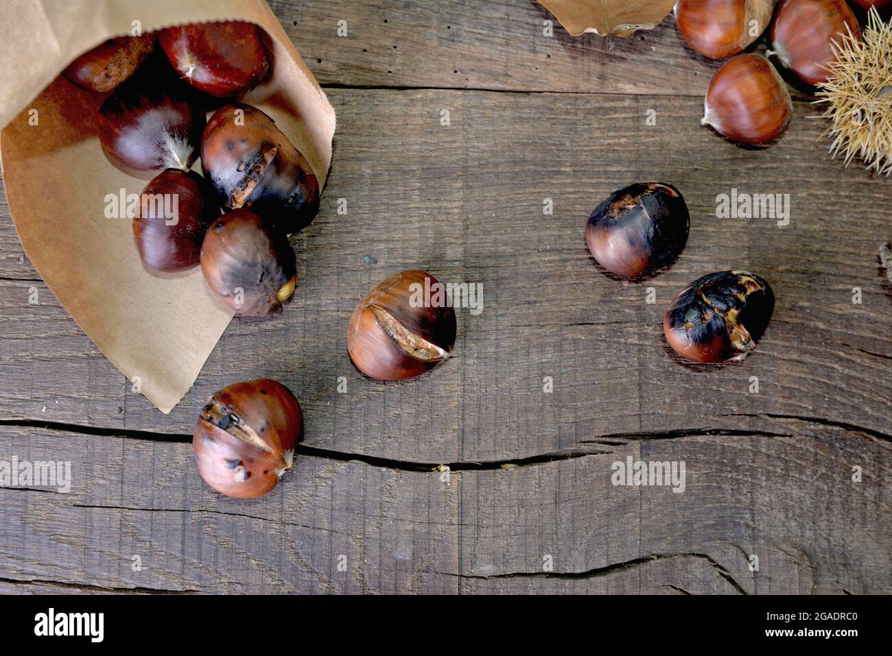 Roasted Chestnuts Served Chestnut Pan Old Table Stock Photo by ©KarepaStock  215784874