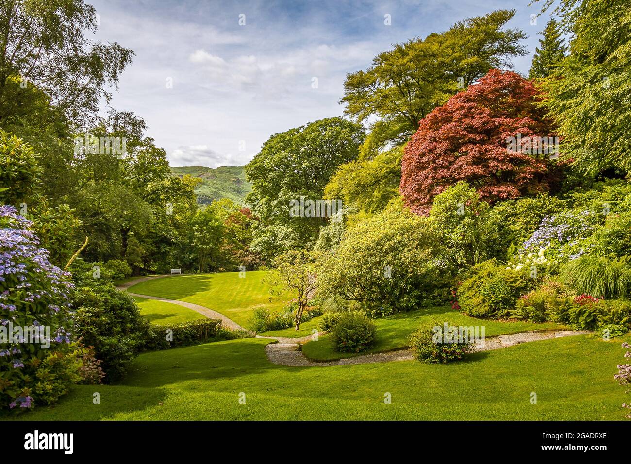 William Wordsworth's garden at Rydal Mount, Rydal, Lake District, Cumbria, England Stock Photo