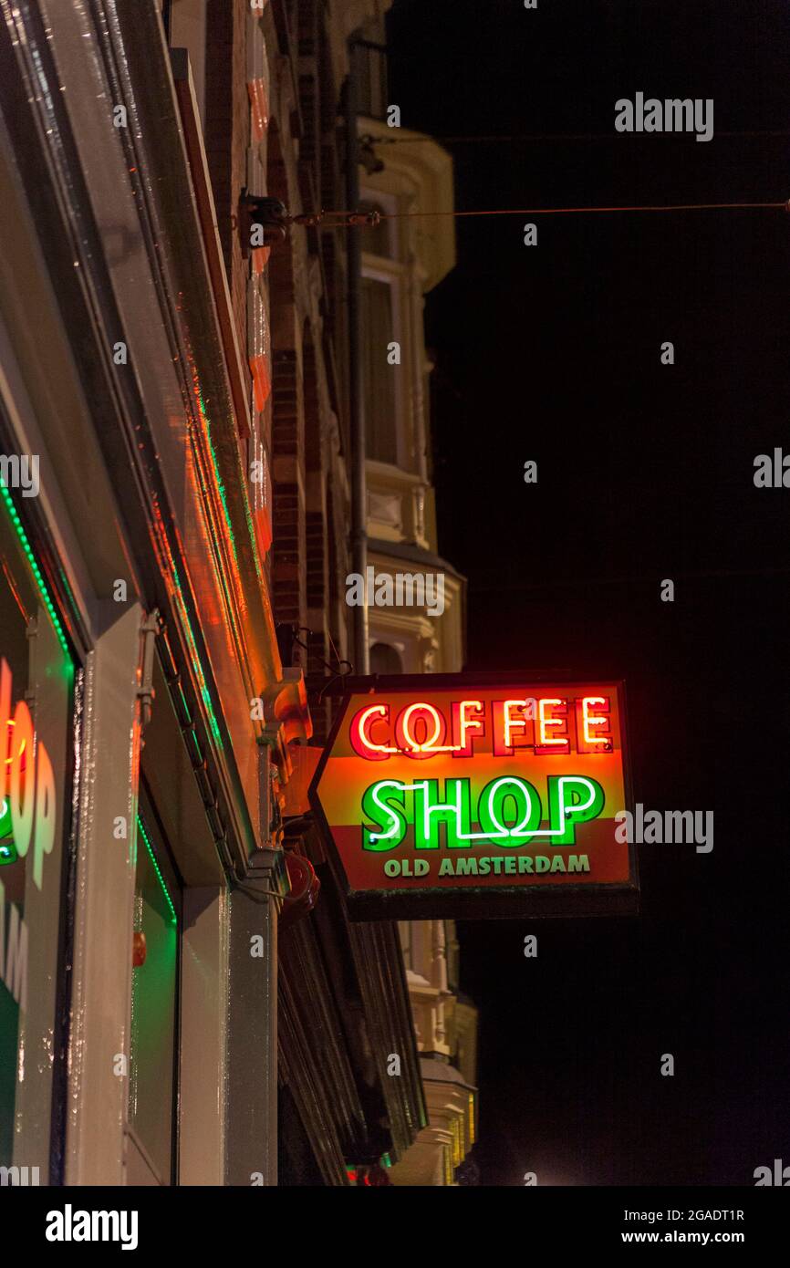 Coffe shop, Amstelstraat, Amsterdam, Holland Stock Photo