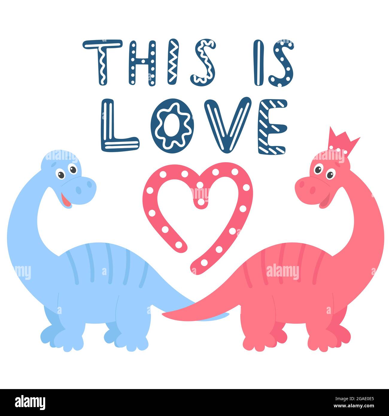 Hand lettering is love and dinosaurs vector illustration Stock Vector ...