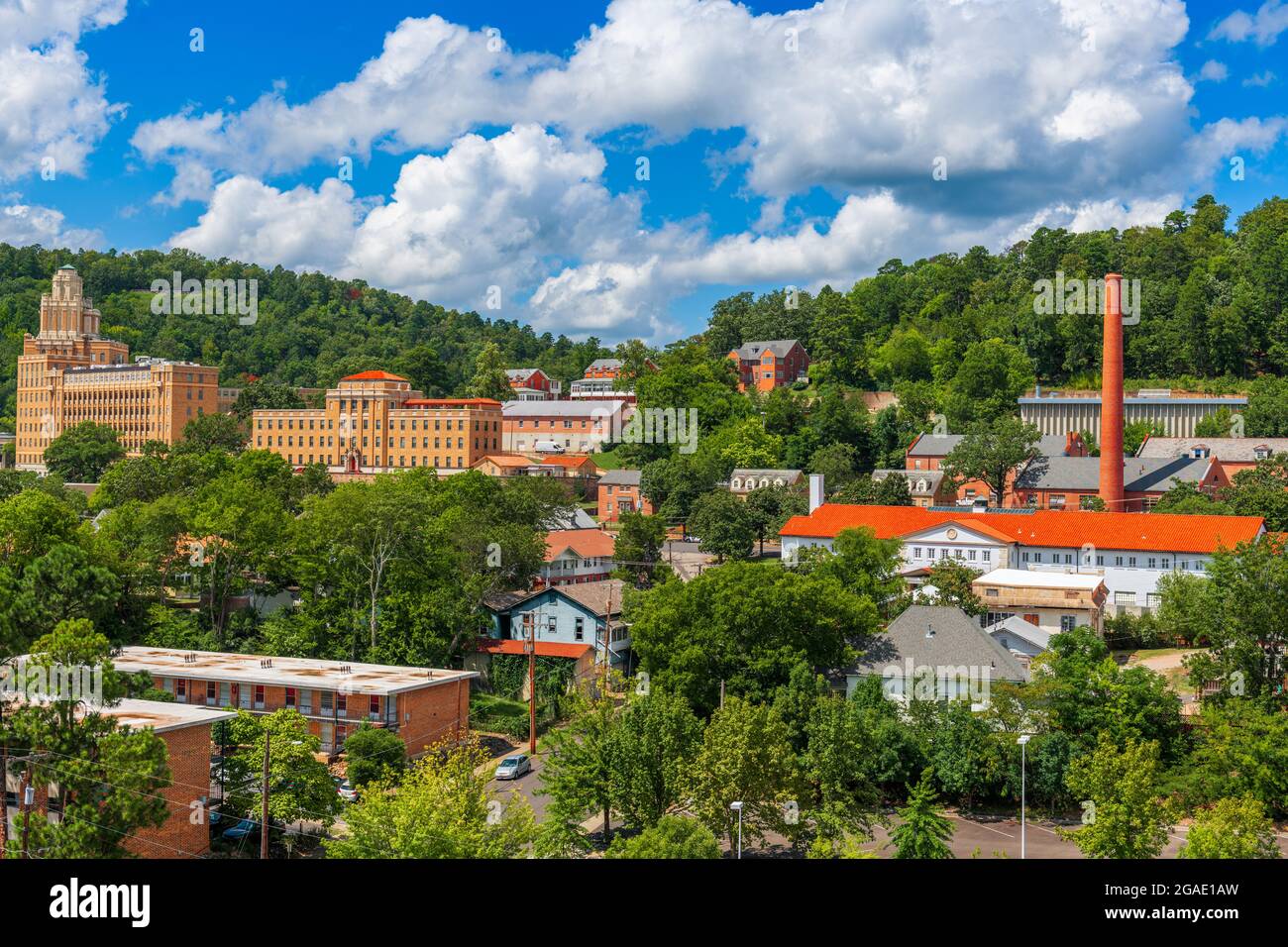 Hot Springs, Arkansas, USA town skyline in the mountains. Stock Photo