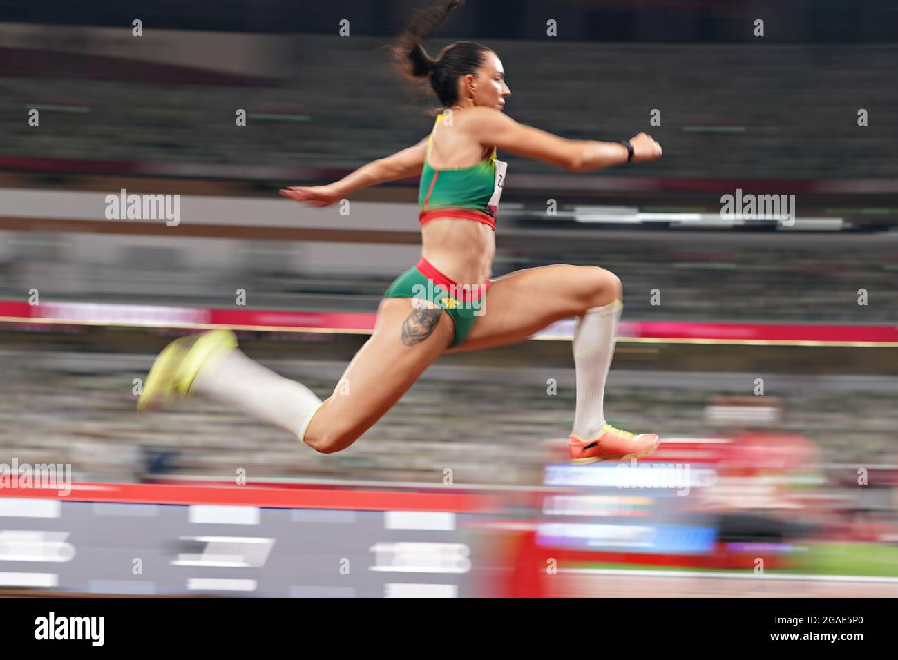 Tokyo, Japan. 30th July, 2021. Diana Zagainova, of Lithuania, during the Triple Jump qualifier in Athletics competition in the Olympic Stadium at the Tokyo Summer Olympic Games in Tokyo, Japan, on Friday, July 30, 2021. Photo by Richard Ellis/UPI Credit: UPI/Alamy Live News Stock Photo