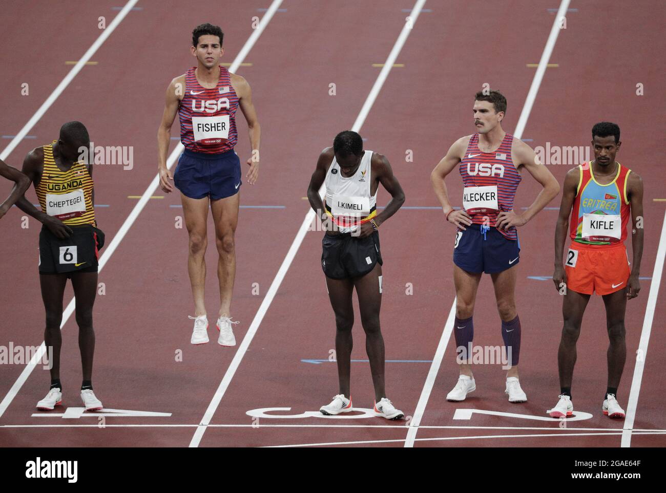 Tokyo, Japan. 30th July, 2021. Grant Fisher of the USA jumps into the