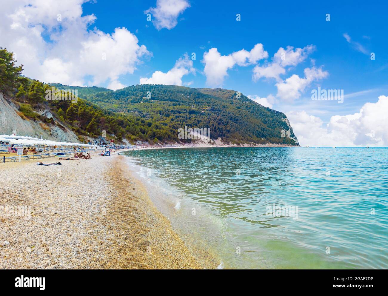 Monte Conero (Marche, Italy) - The promontory in Adriatic Sea, municipality of Sirolo, Ancona, with trekking path and Spiaggia delle Due Sorelle beach Stock Photo