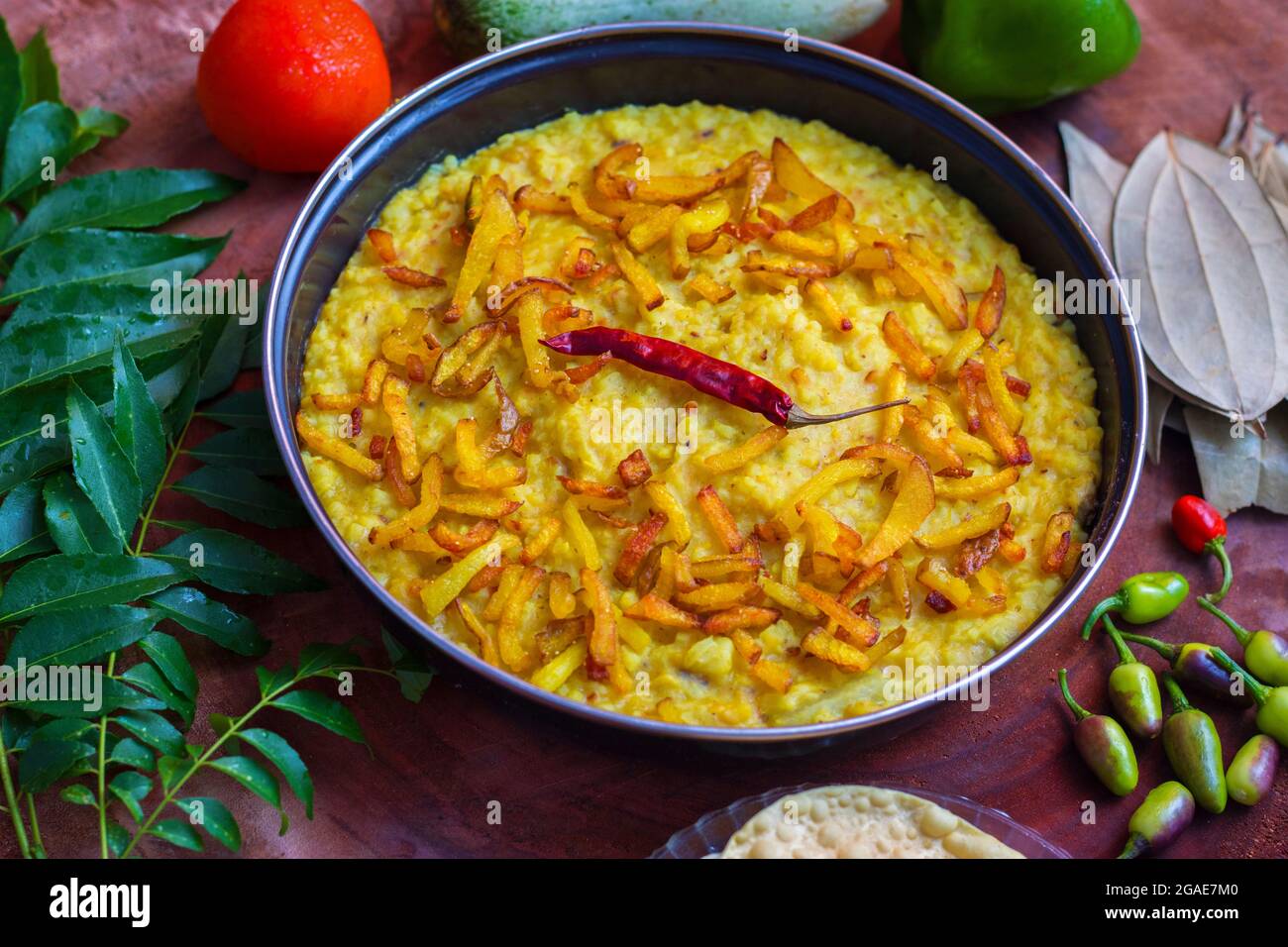 famous Indian delicious food khichdi is ready to serve. Stock Photo
