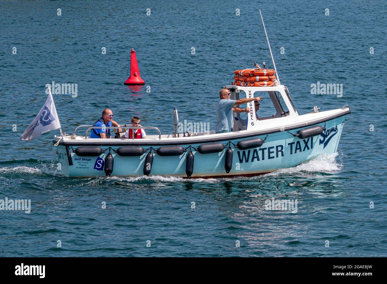 A water Taxi operating in the Fowey river / estuary / harbour - south Cornwall, UK. Stock Photo