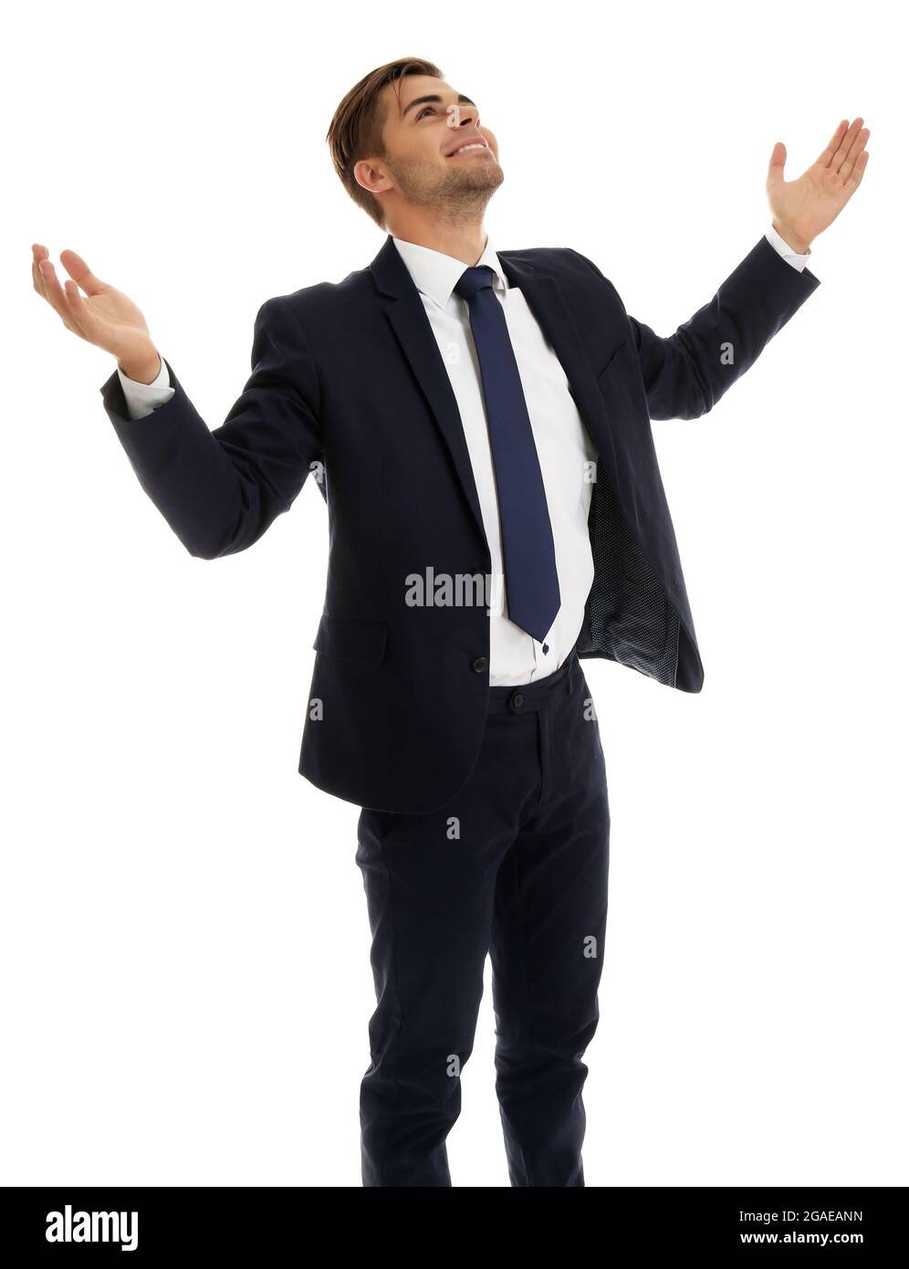 Elegant man in suit isolated on white Stock Photo - Alamy
