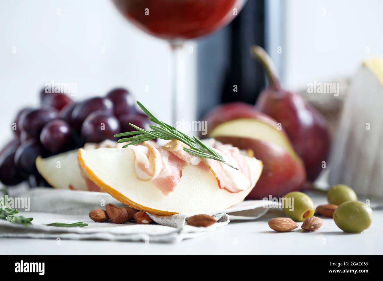 Still life with various types of Italian food and wine Stock Photo - Alamy