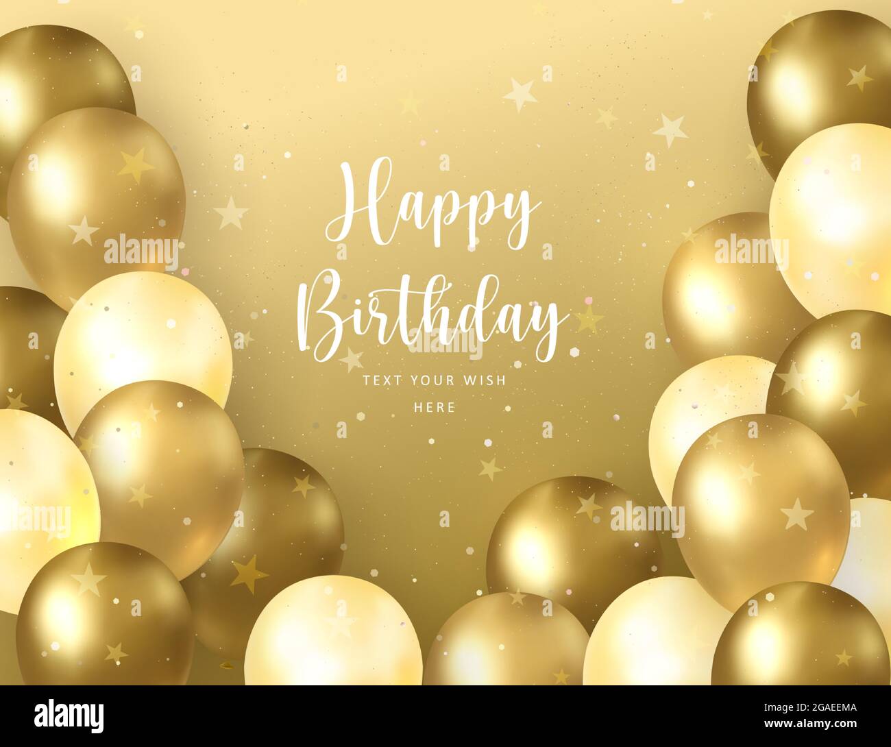 Elegant golden yellow ballon Happy Birthday celebration card ...