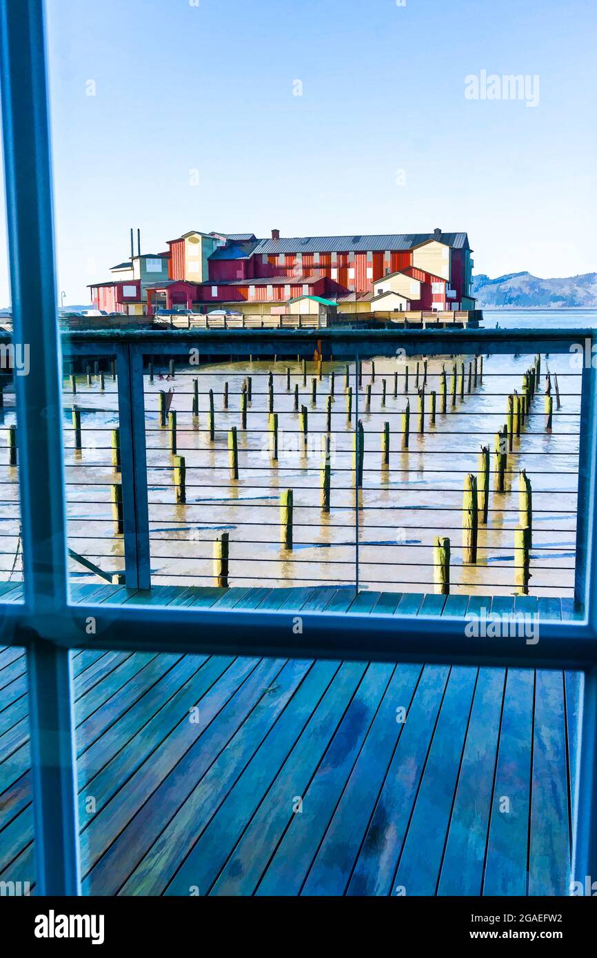 A waterfront view in Astoria, Oregon Stock Photo Alamy