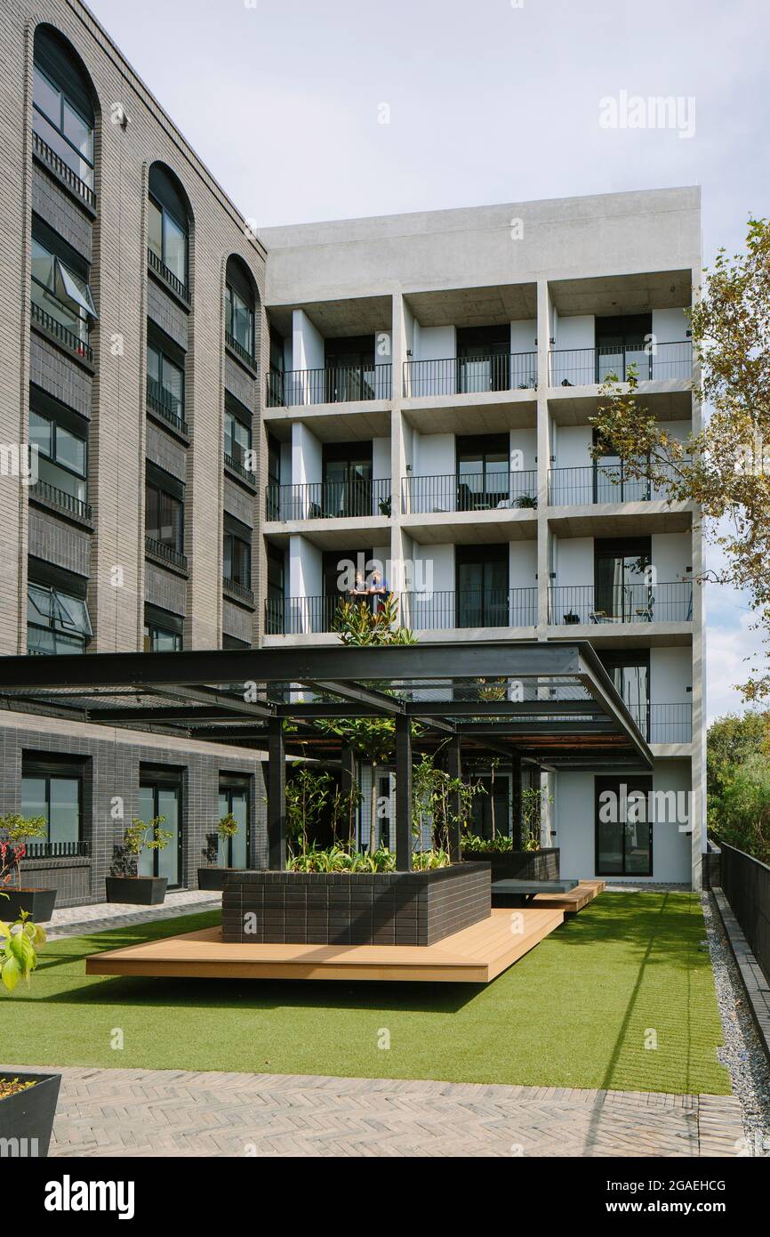 Recreation courtyard on the West side. Brooklyn House, Pretoria, South