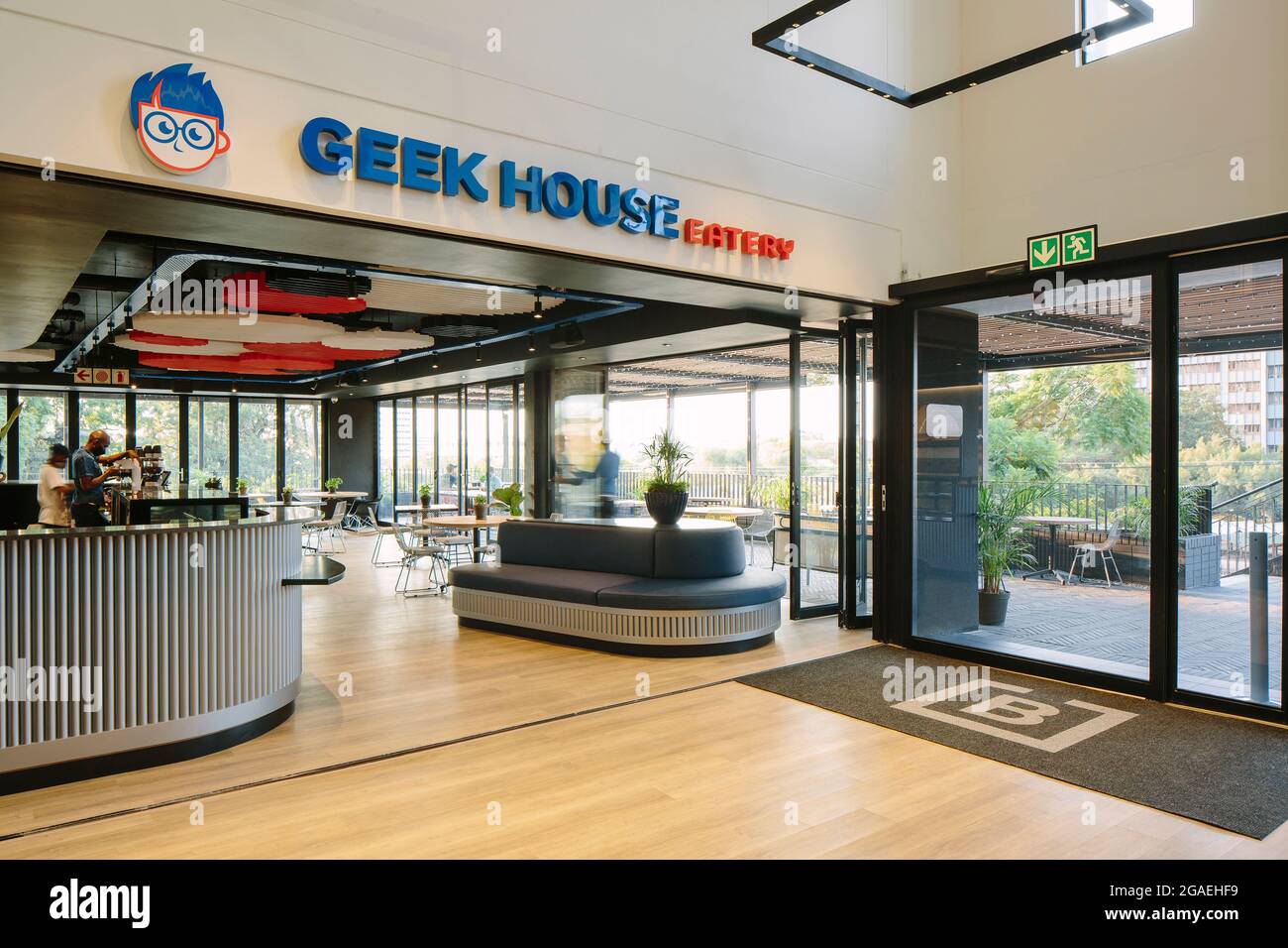 Foyer and eatery interior. Brooklyn House, Pretoria, South Africa