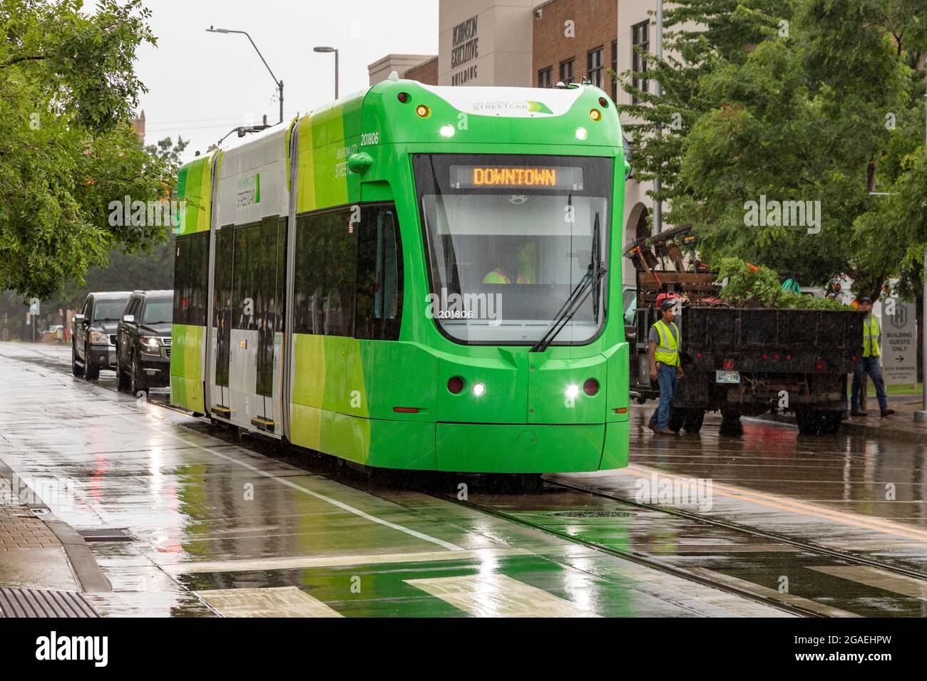 Oklahoma City, Oklahoma - The Oklahoma City streetcar line. The 4.8-mile line serves the greater downtown area, and expansions are planned. Stock Photo
