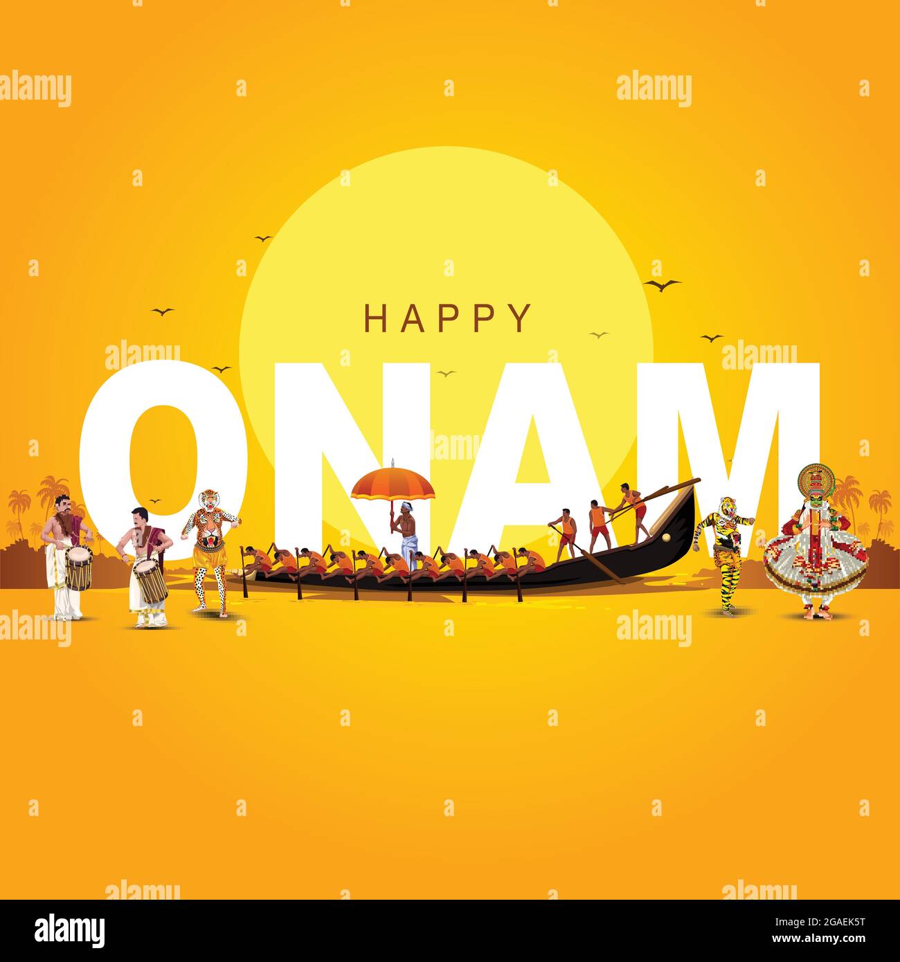 south Indian Kerala festival happy onam greetings background. vector  illustration design Stock Vector Image & Art - Alamy