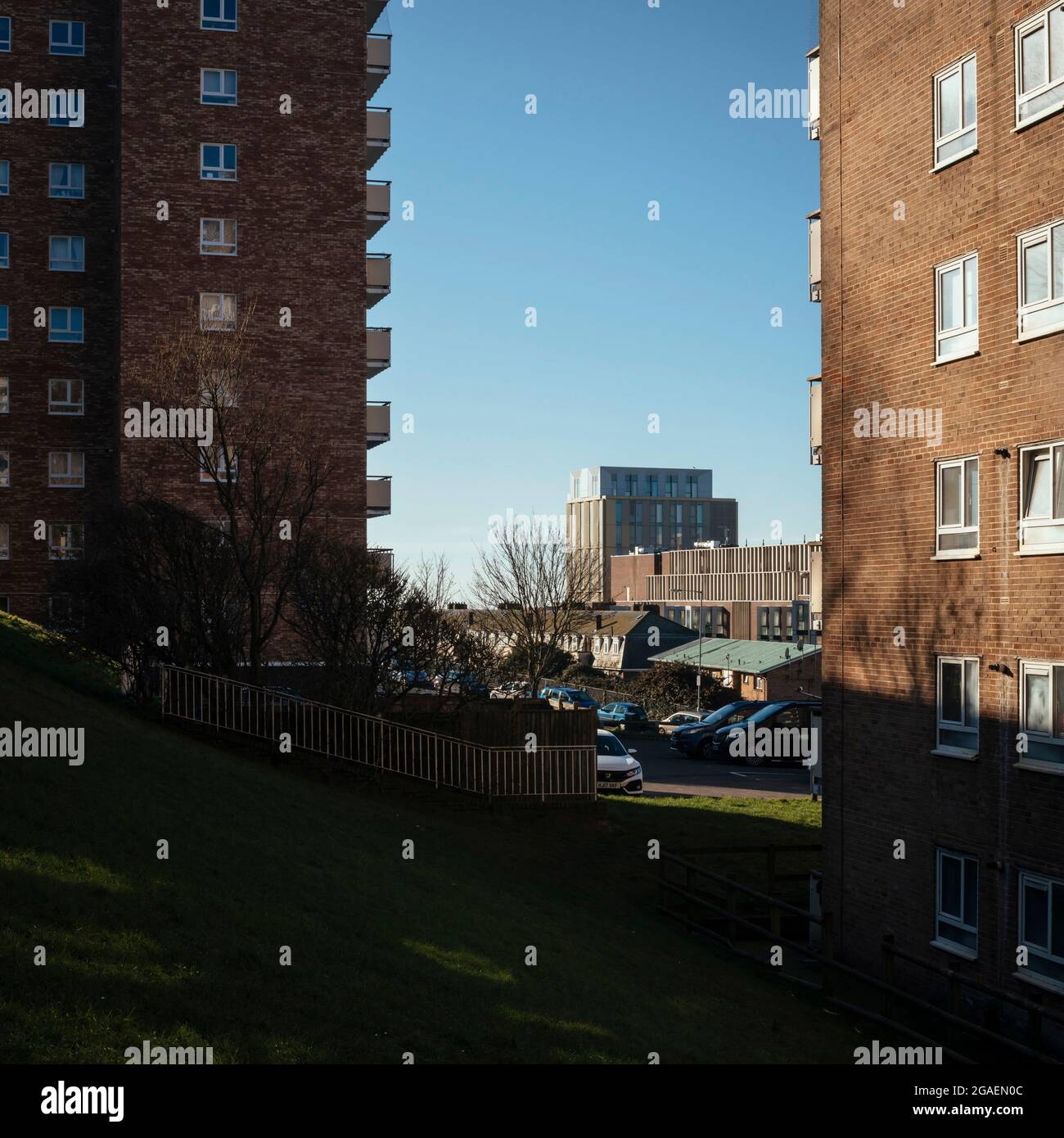 Circus Street as seen between buildings from Southover Street/ Elm