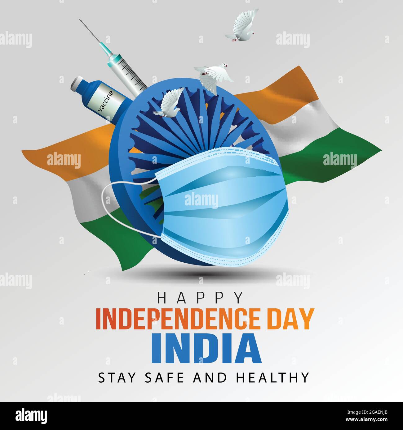 happy independence day India greetings. vector illushappy independence day India greetings. vector illustration design. covid-19, corona virus concept Stock Vector