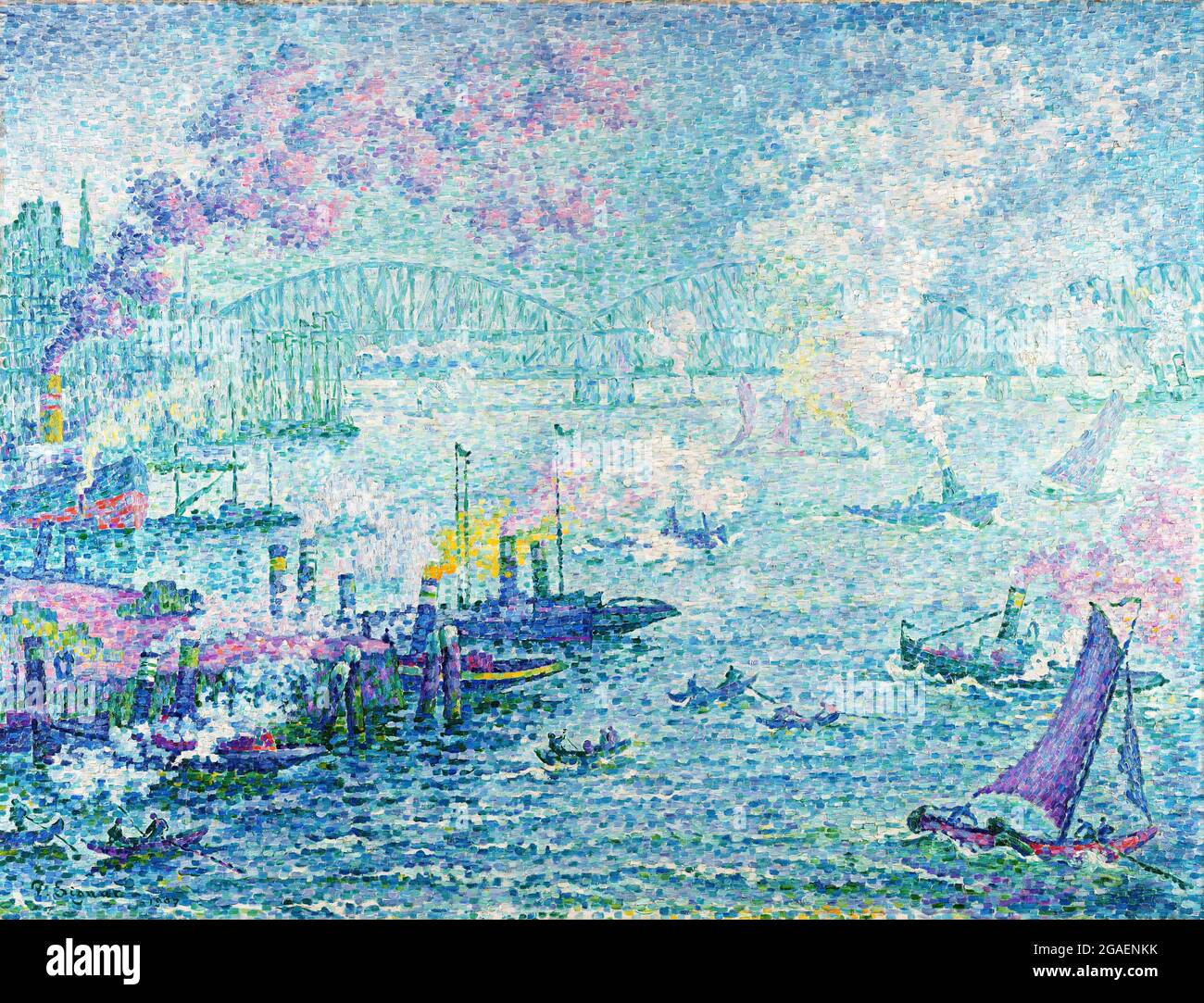 The Port of Rotterdam by Paul Signac (1863-1935), oil on canvas, 1907 Stock Photo