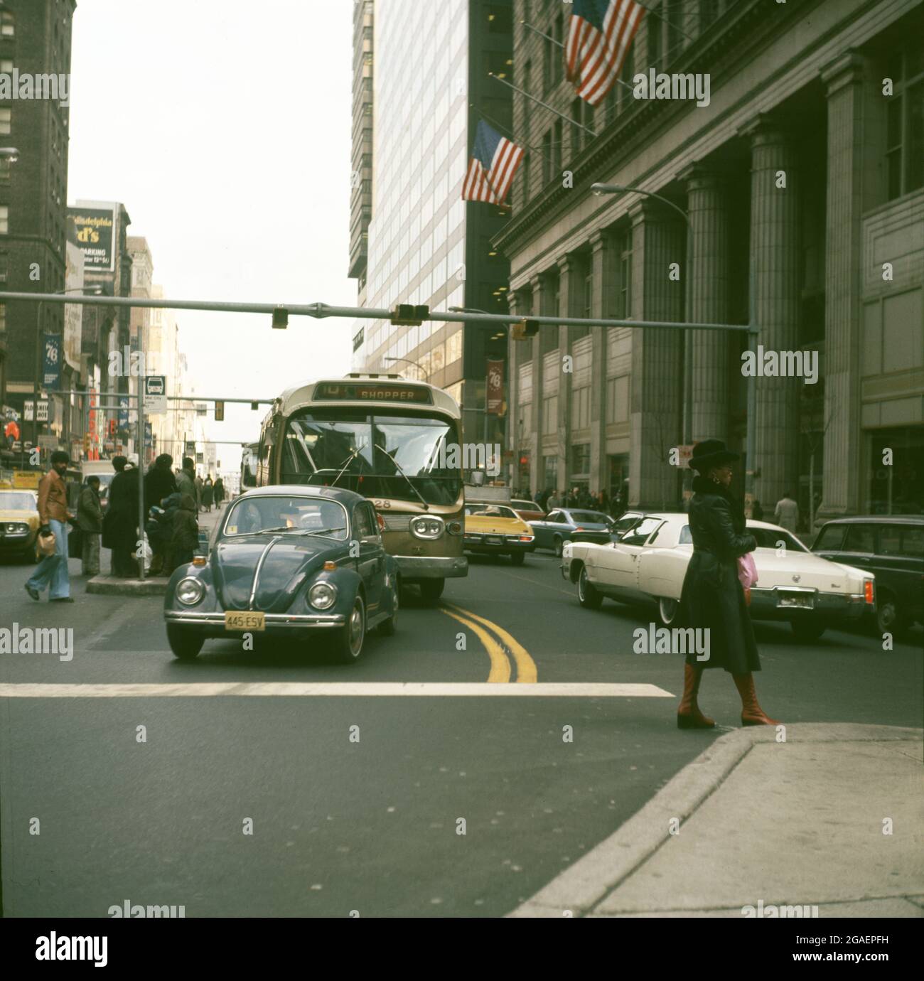 Street view, Philadelphia PA, USA, 1976 Stock Photo