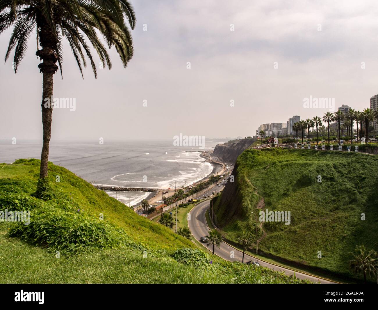 Lima, Peru - May 27, 2016: Beautiful view of Lima coastline from Miraflores district. South America Stock Photo