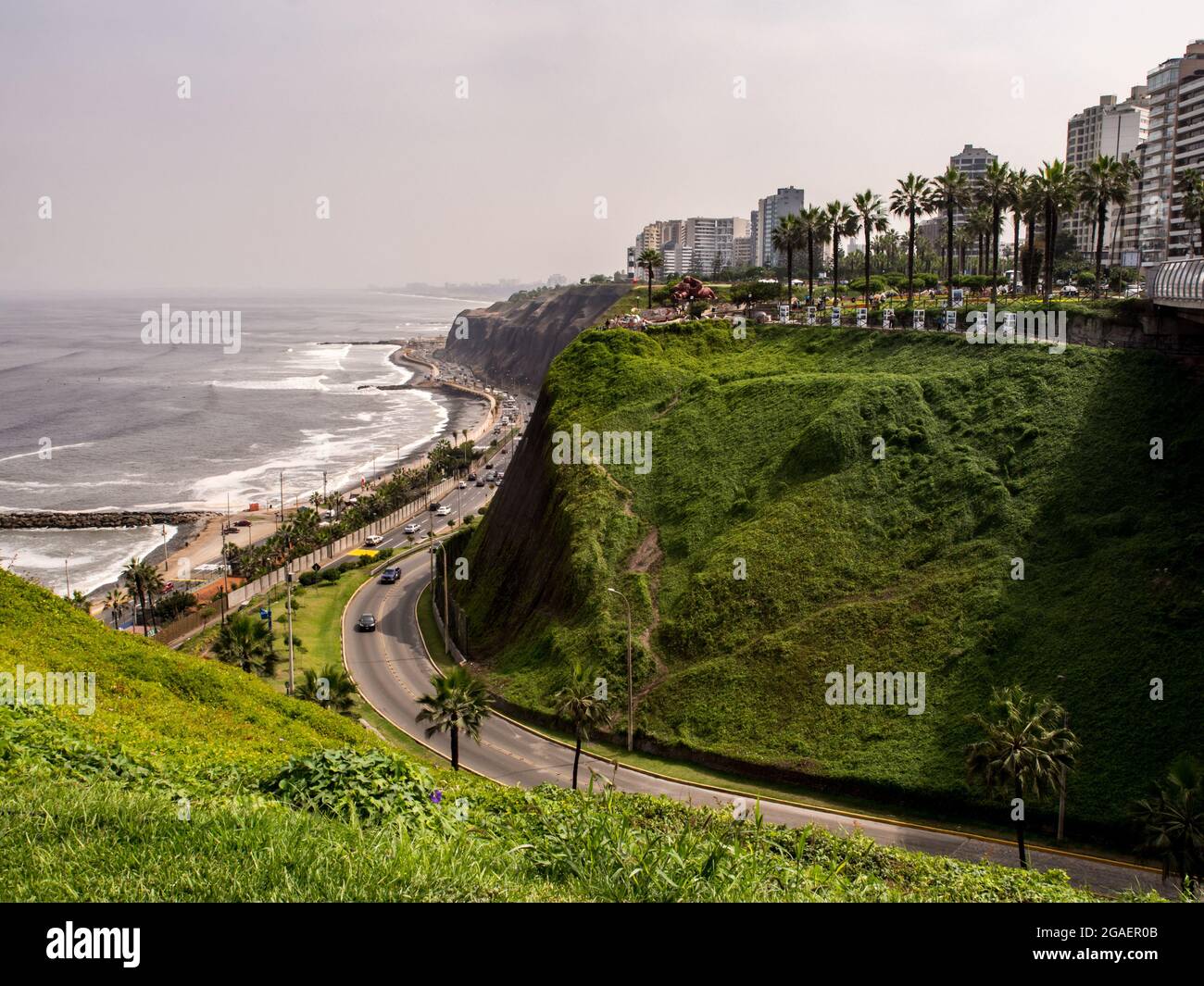 Lima, Peru - May 27, 2016: Beautiful view of Lima coastline from Miraflores district. South America Stock Photo