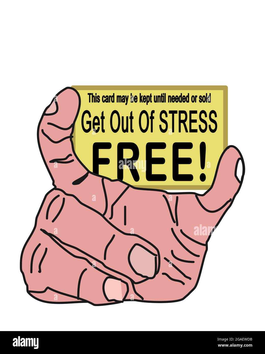 Illustration Shows Concept of Being Stress Free - Man's hand holding get of of stress free. Stock Photo