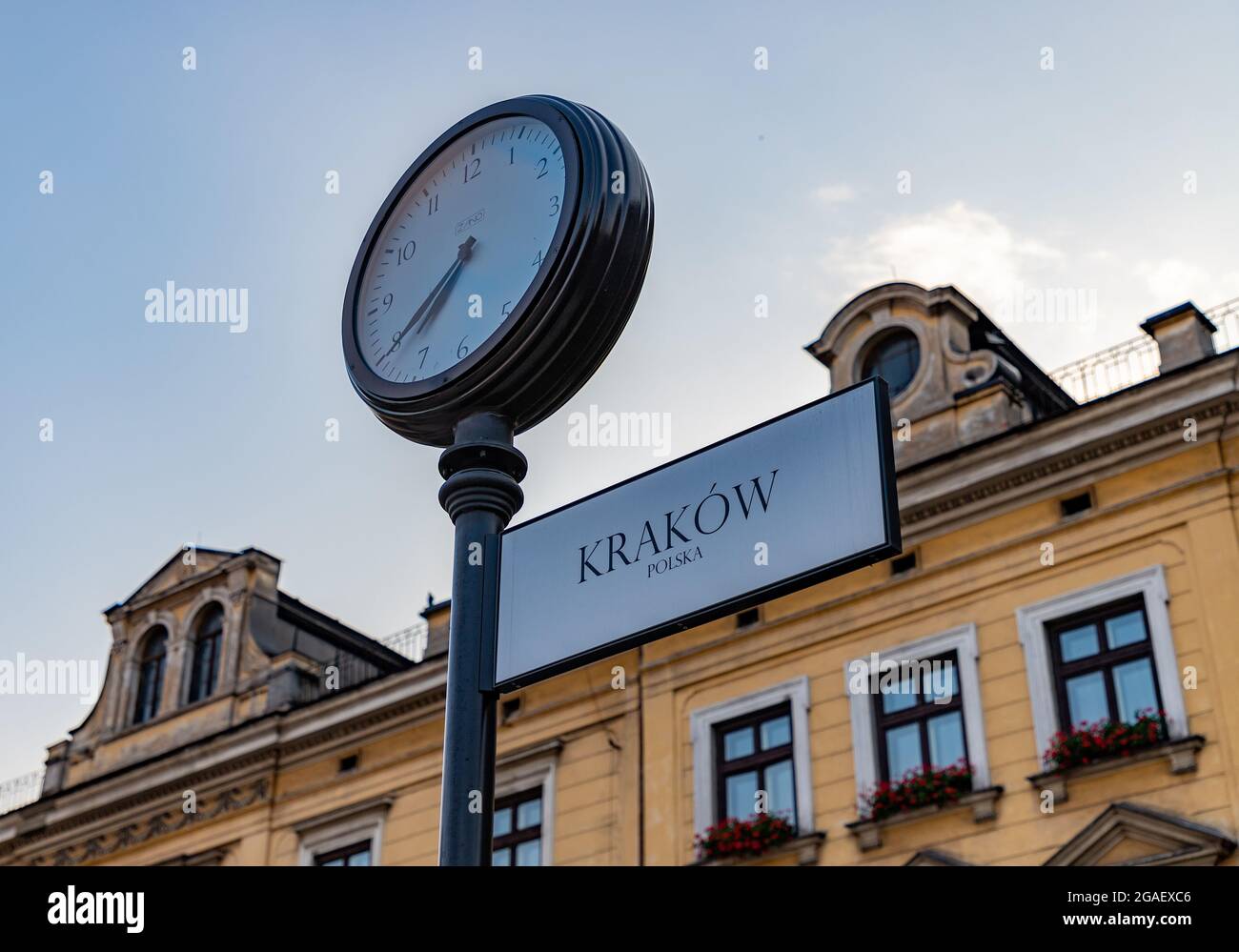 A picture of the Krakow clock on the Holy Spirit Square Stock Photo Alamy