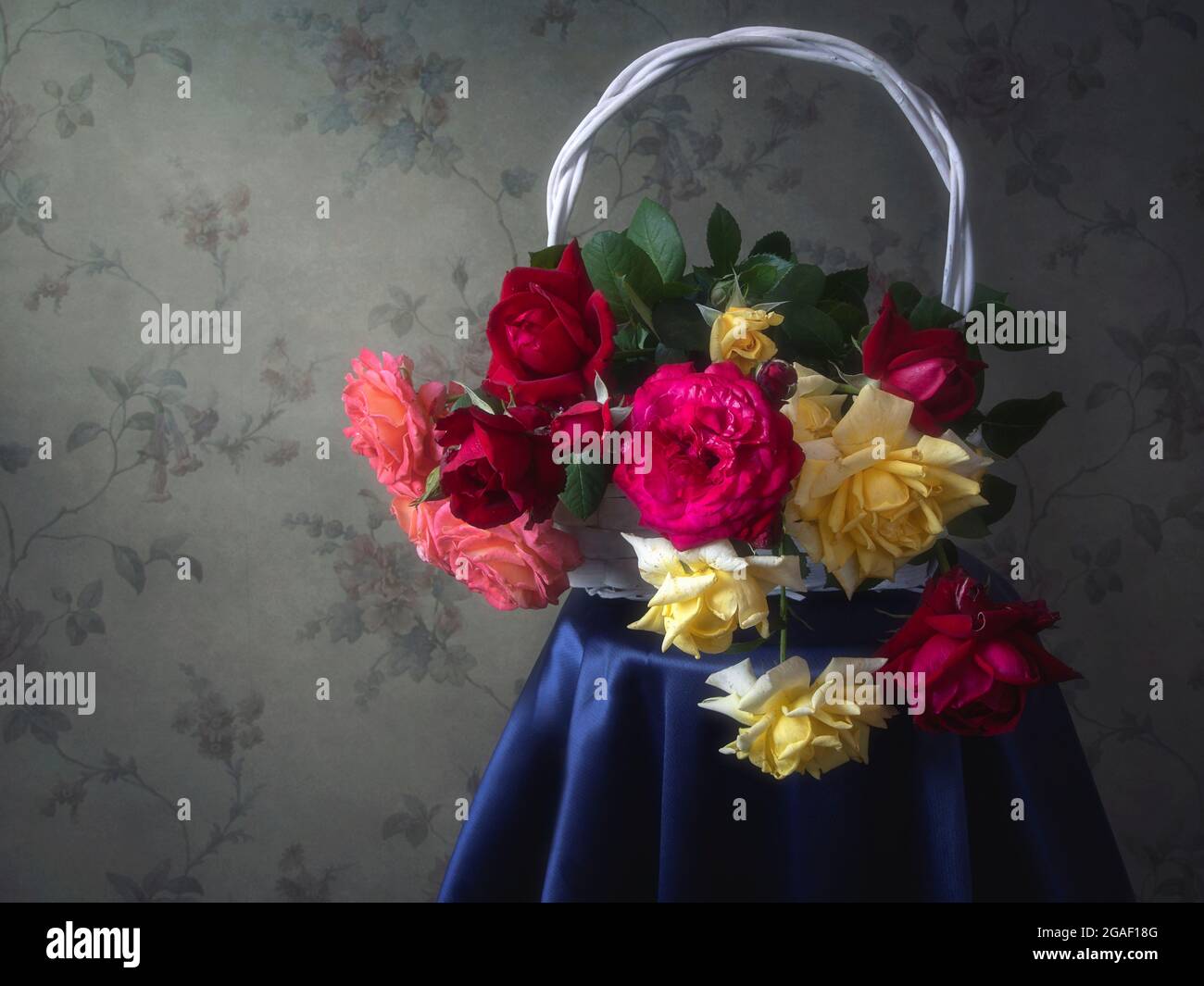 Still life with a luxurious bouquet of garden roses Stock Photo - Alamy
