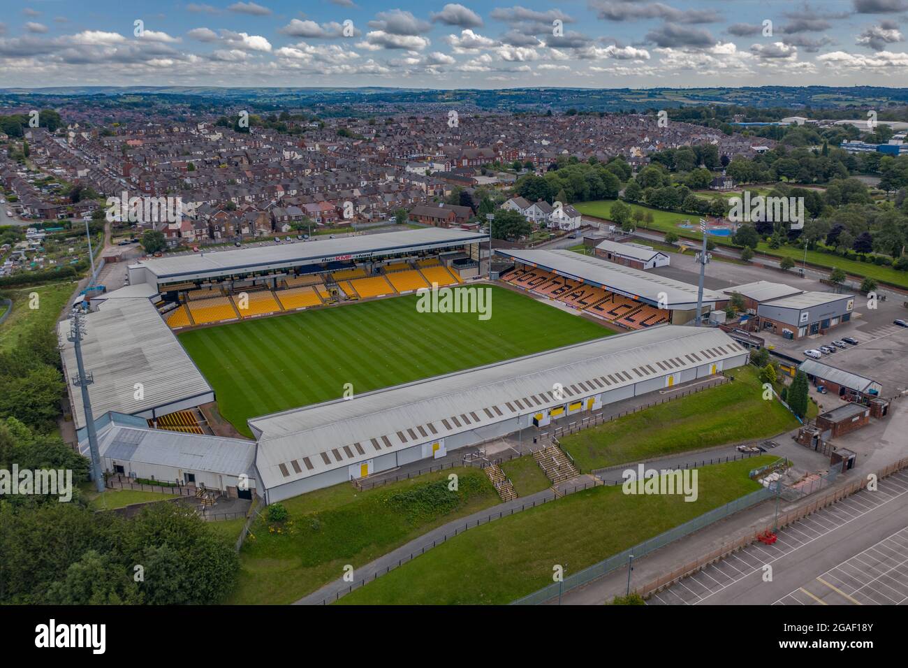 Aerial View Of Vale Park, Home Of Port Vale Football Clube Supported by  Robbie Williams Drone Stock Photo - Alamy