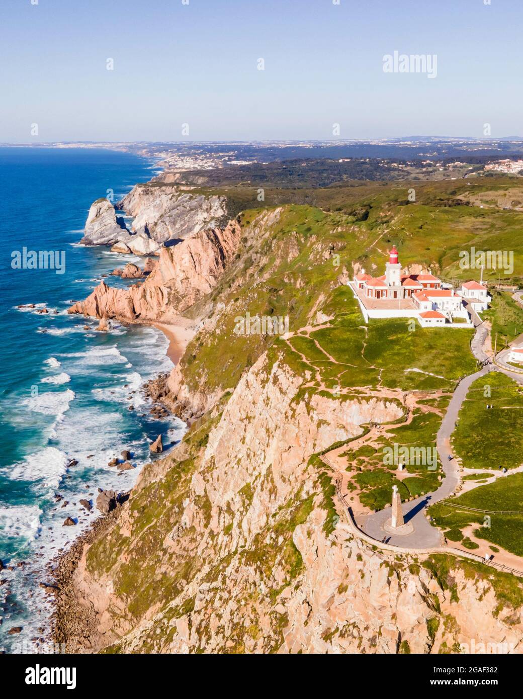 Aerial view of Cabo da Roca lighthouse, a landmark in Colares, Lisbon,  Portugal Stock Photo - Alamy